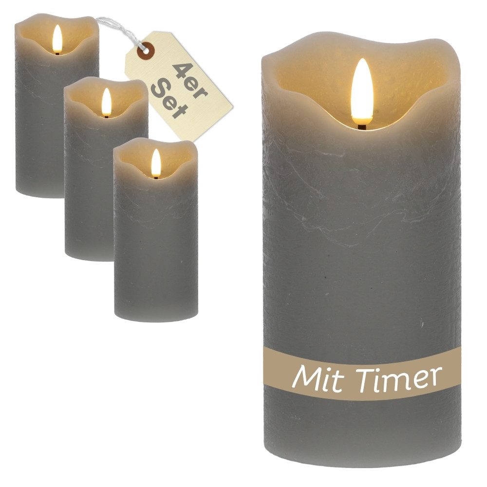 GarPet LED-Kerze 4er Set LED Echtwachskerzen Led Kerzen mit Timerfunktion flackernd