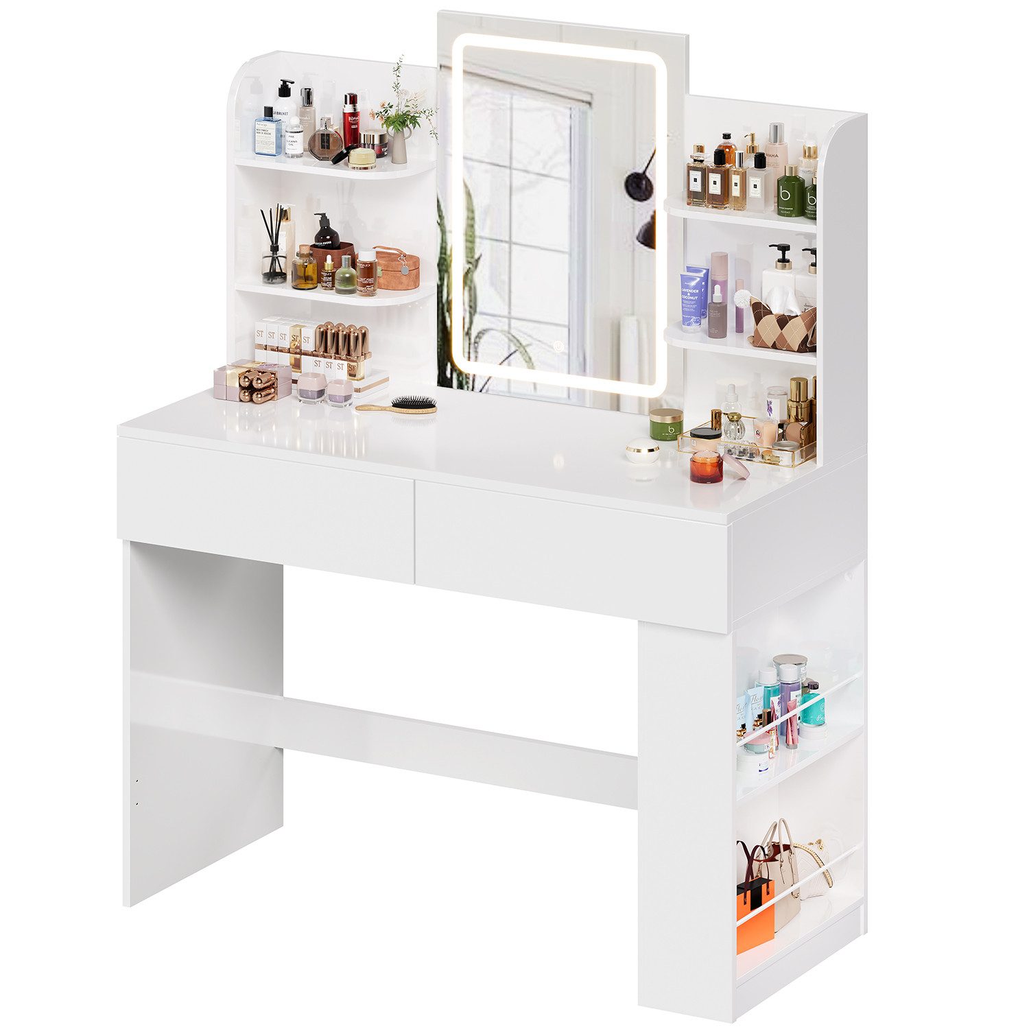 HOMALL Schminktisch Mit LED-Beleuchtung, 90/110*40*135CM, Helligkeit günstig online kaufen