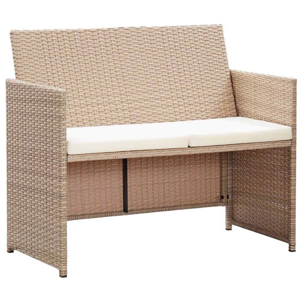 vidaXL Sofa »vidaXL 2-Sitzer-Gartensofa mit Polstern Beige Poly Rattan«