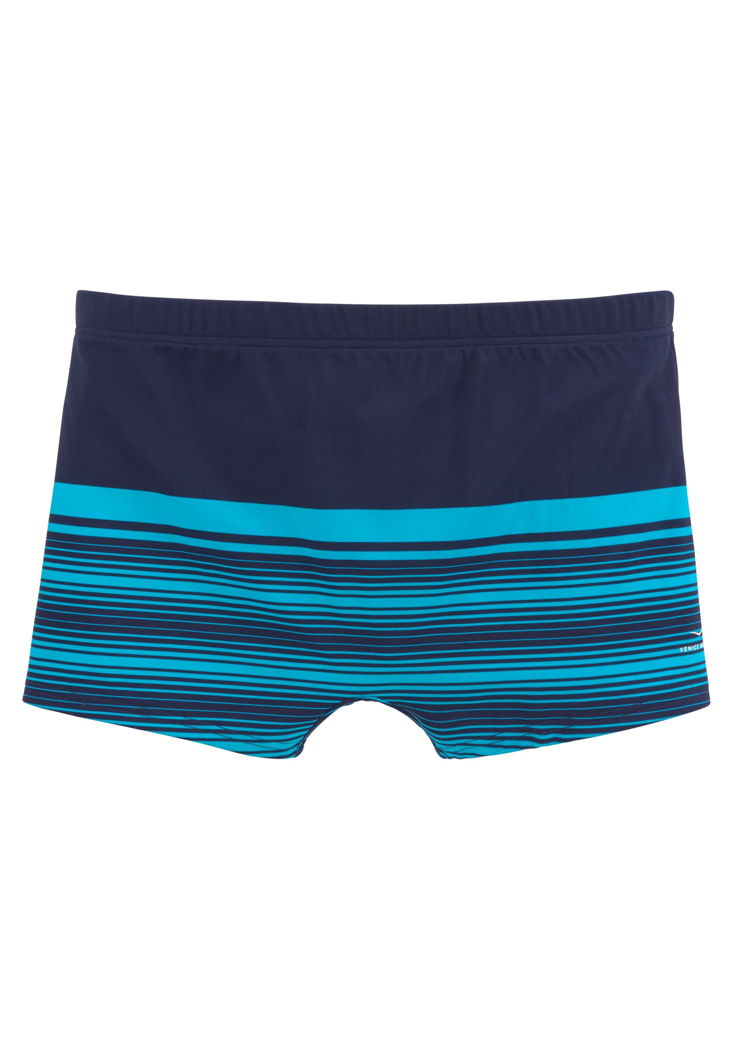 Venice Beach Boxer-Badehose im Streifendesign blau-marine