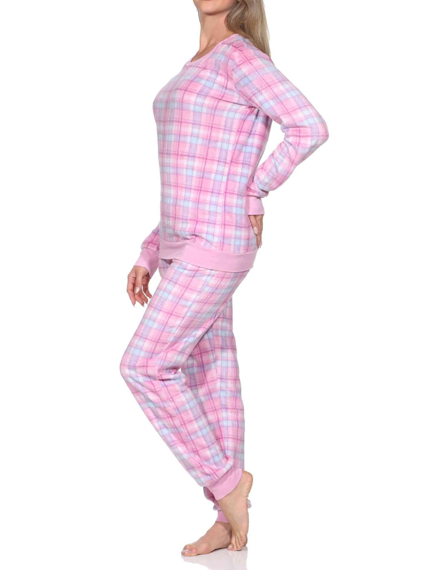 Normann Pyjama Normann Damen langarm Fleece Pyjama mit Bündchen in chilligen Look – Bild 3 von 4