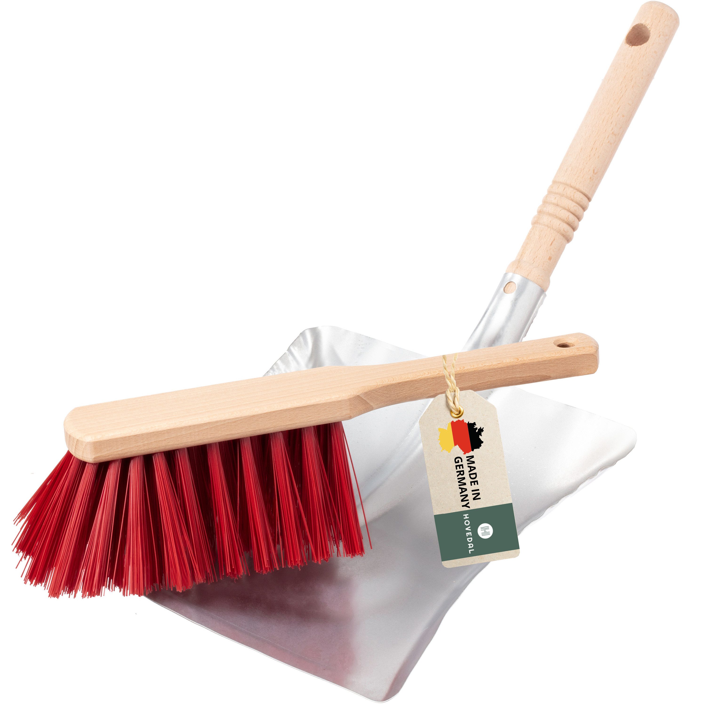 Hovedal Kehrgarnitur Kehrblech und Handfeger, Kehrset, Kehrgarnitur ideal für Garten Aussen, Handfeger mit Kehrblech für Draussen, Kehrblech Draußen