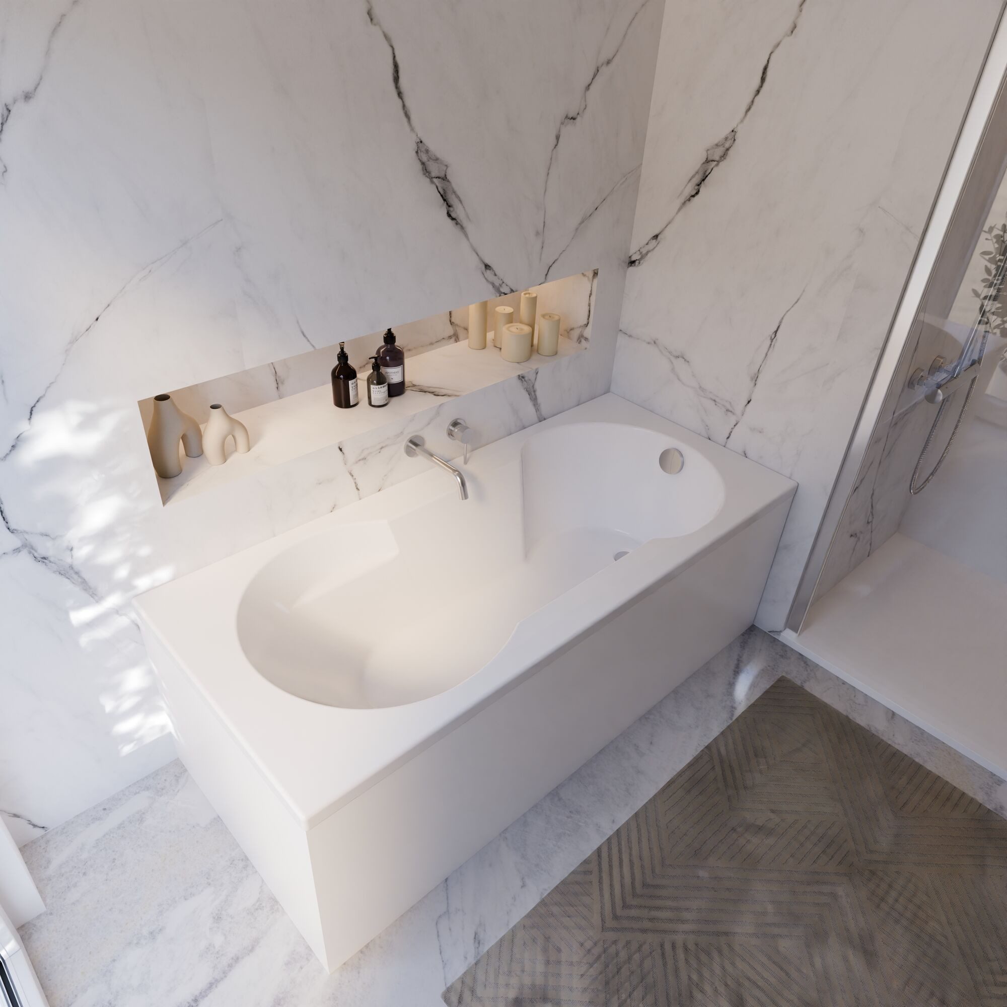 Schulte Badewanne Rechteck Ozea 170x75 cm, Sanitäracryl Weiß Komplett-Set mit Wannenträger und Ablauf – Bild 3 von 5