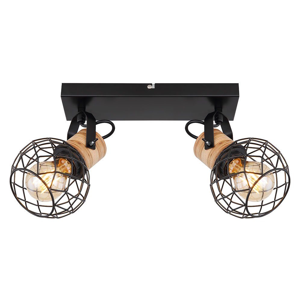 Holz schwarz matt Deckenleuchte nicht Deckenspot, Metallgeflecht LED Spotleuchte etc-shop Leuchtmittel beweglich inklusive,