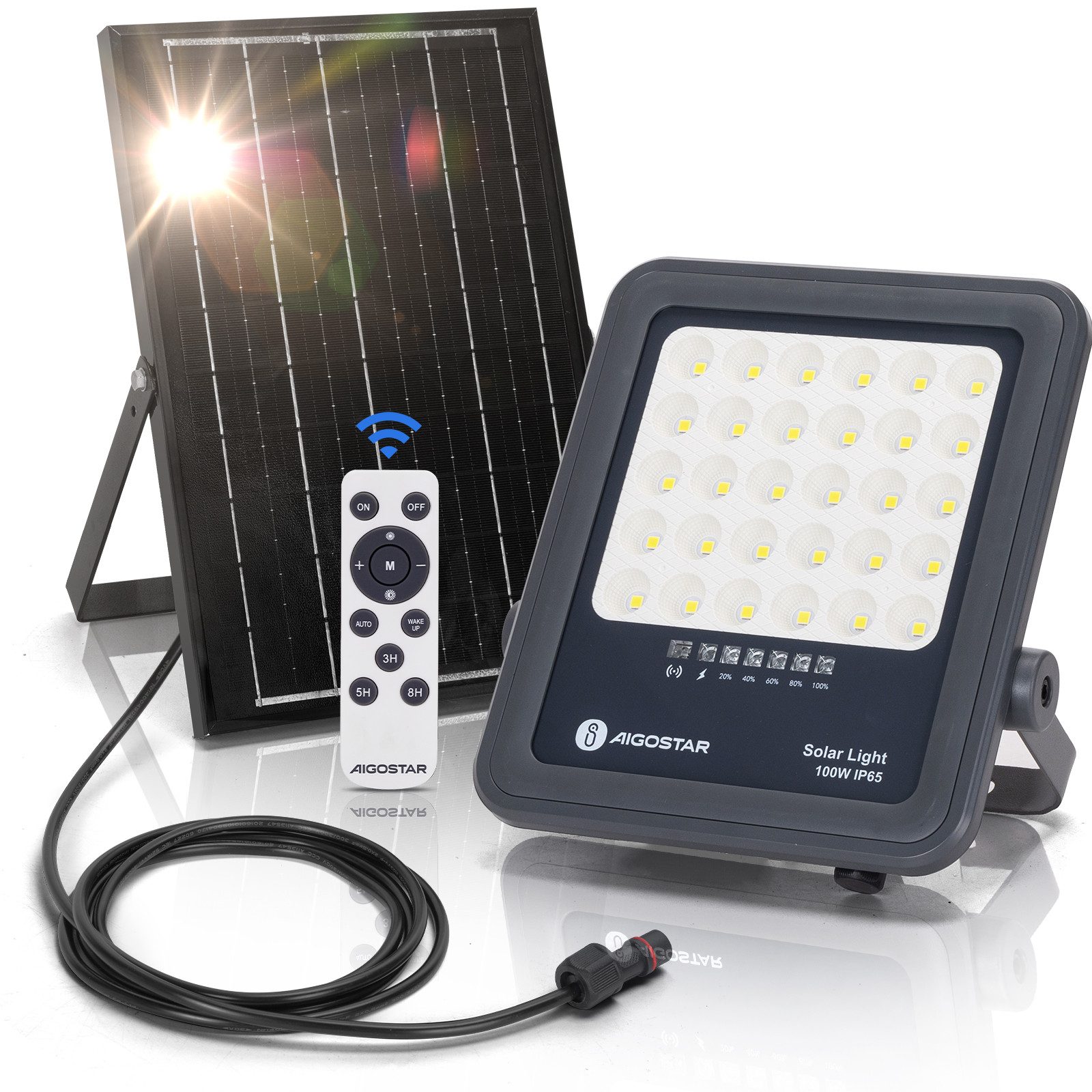 Aigostar Flutlichtstrahler Solarstrahler mit Fernbedienung,6500K,IP65 Außen günstig online kaufen