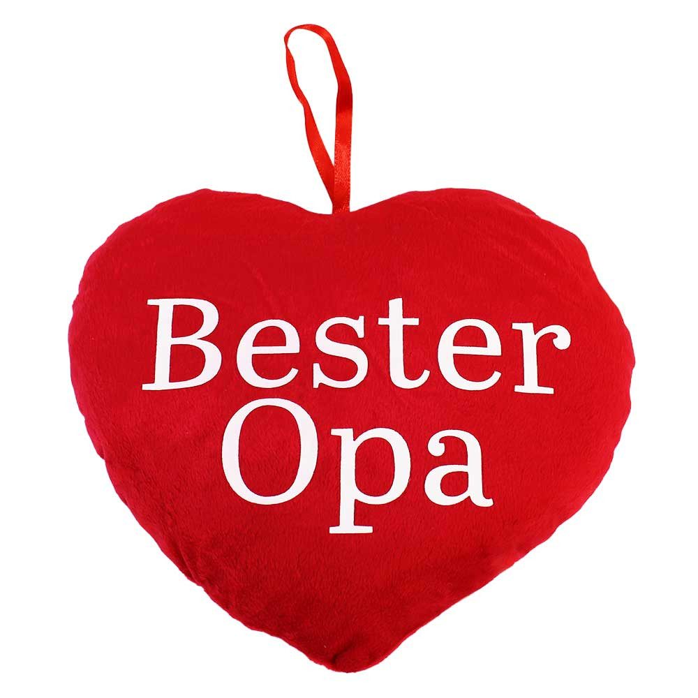 SUNKID Dekokissen Bester Opa Herz aus Plüsch - ca. 24 x 22 cm