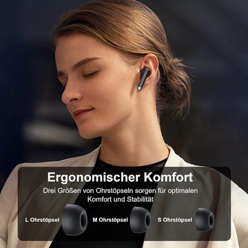 blackview IPX7 Wasserdicht, Touch Control In-Ear-Kopfhörer (Bis zu 7 Stunden Musik bei 80% Lautstärke, mit einem Ladegerät von 400mAh bis zu 36 Stunden. 10 Minuten Aufladen für 55 Minuten Musik., mit Bluetooth 5.3 Kopfhörer: Kristallklarer Sound, lange Akkulaufzeit)
