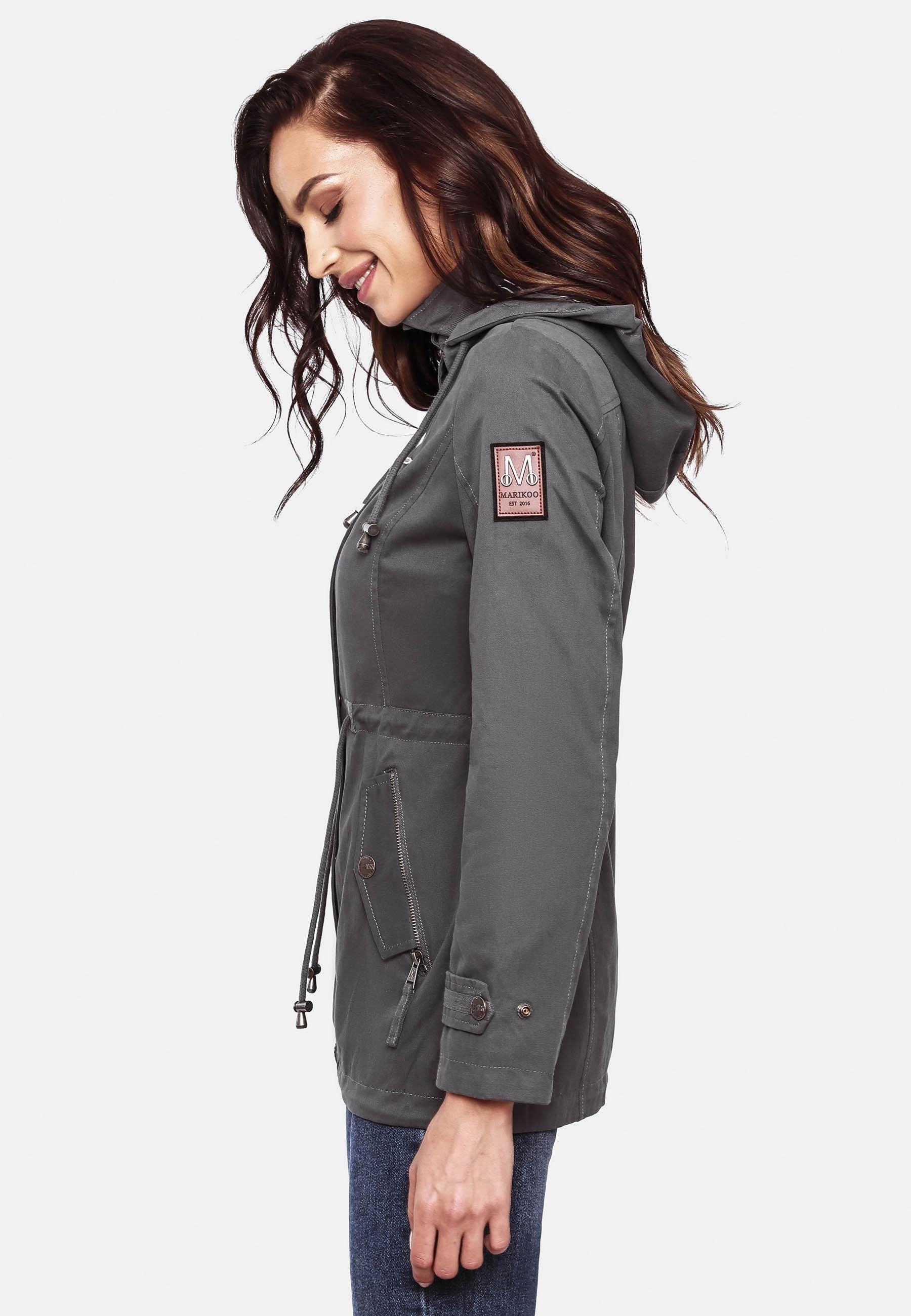 Marikoo Outdoorjacke Nyokoo modische Baumwoll Übergangsjacke mit großer Kapuze