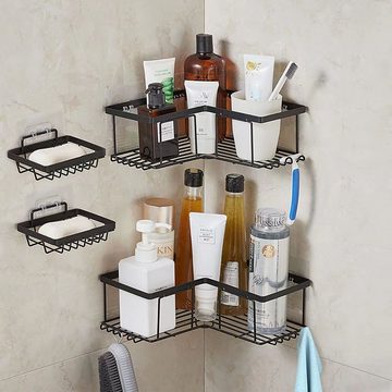 HYTIREBY Duschablage Duschablage Ohne Bohren, 3 Stück Eckregal Badezimmer Organizer, Schwarz Duschablage Duschkorb für Bad Küche