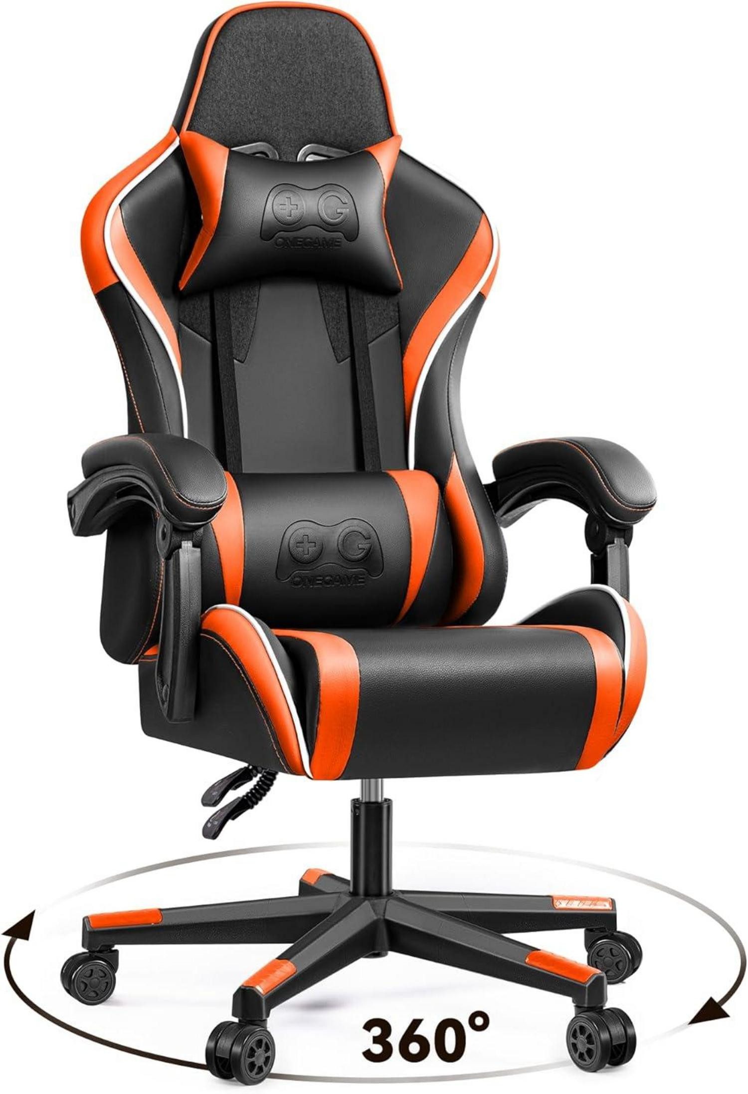 LuxusKollektion Gaming-Stuhl Gaming Stuhl ergonomisch höhenverstellbar Drehstuhl Orange