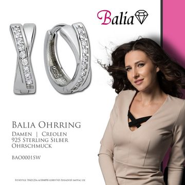 Balia Paar Creolen Balia Creolen für Damen poliert (Creolen), Damen Creolen X-Form aus 925 Sterling Silber, Farbe: weiß, silber