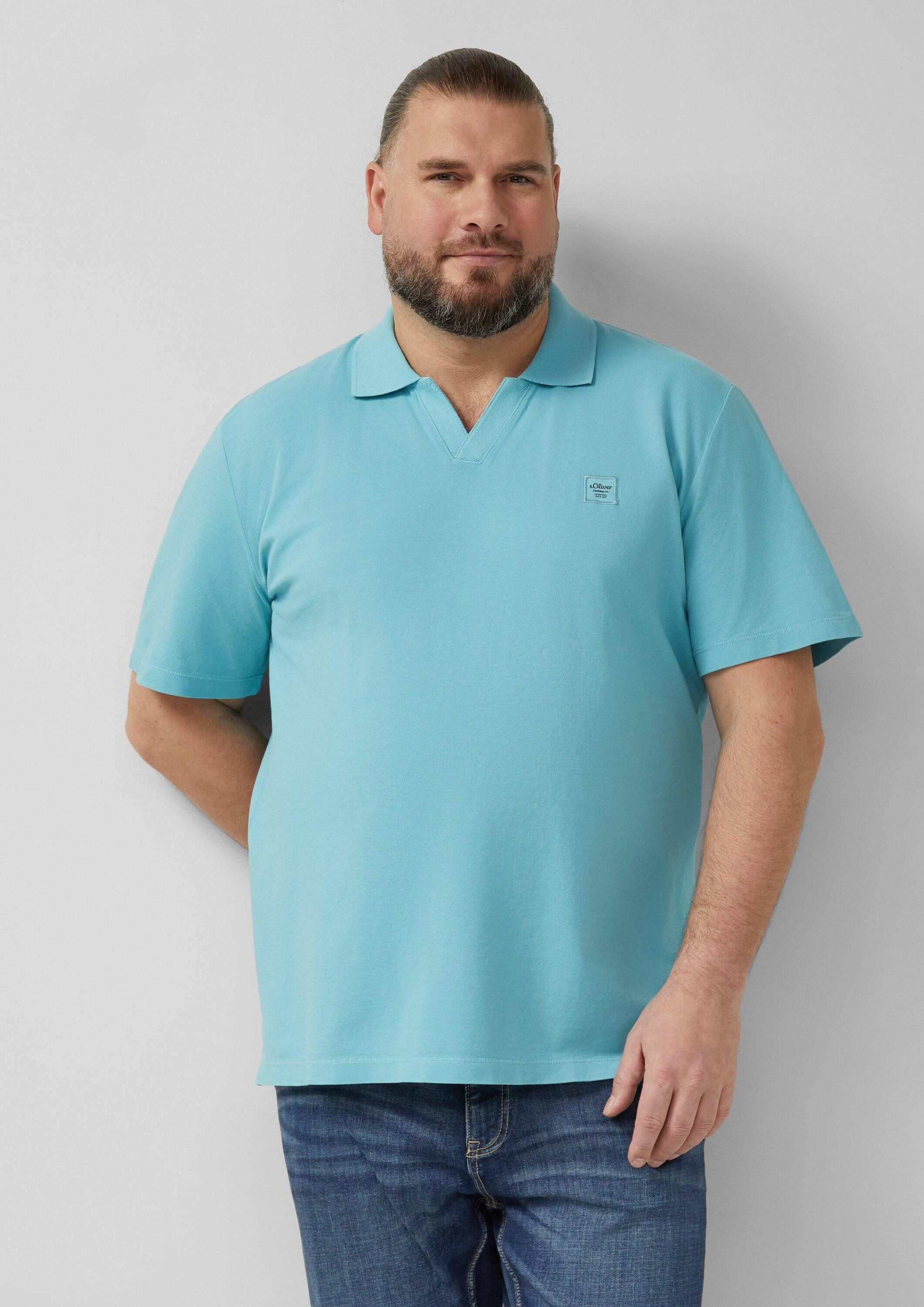 s.Oliver Kurzarmshirt Polo-Shirt Poloshirt aus Baumwoll-Piqué mit Garment Dye