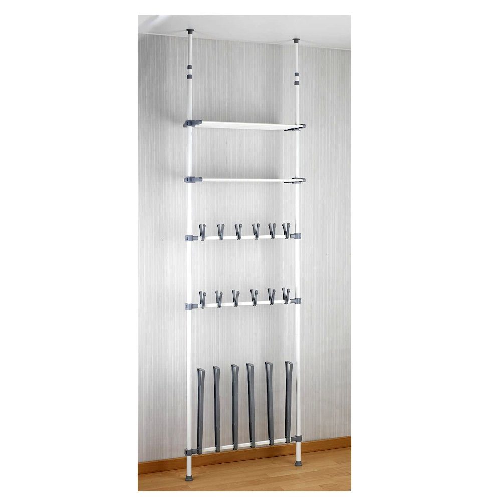 WENKO Schuhregal Artemis, Teleskop ausziehbar Metall Weiß-Grau Schuhständer. € 89,99