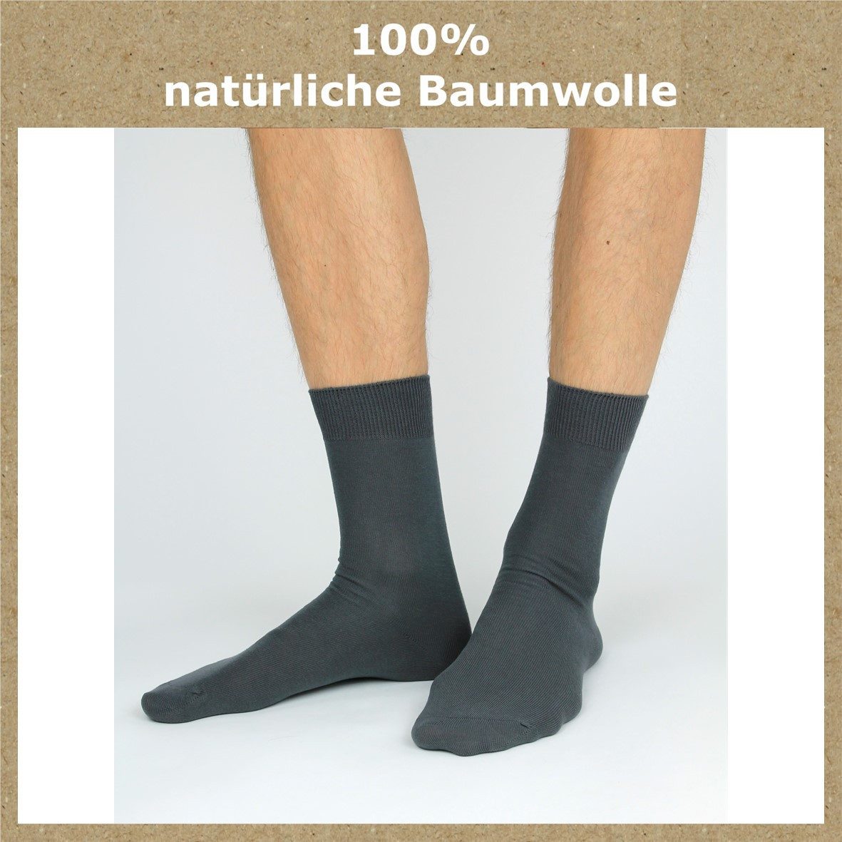 GAWILO Socken für Damen und Herren aus 100% Baumwolle ohne Naht (10 Paar) mit venenfreundlichem Komfortbund