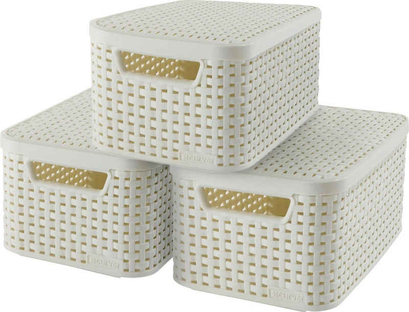 Curver Organizer STYLE Box S (Set, 3 St), Aufbewahrungsbox, creme