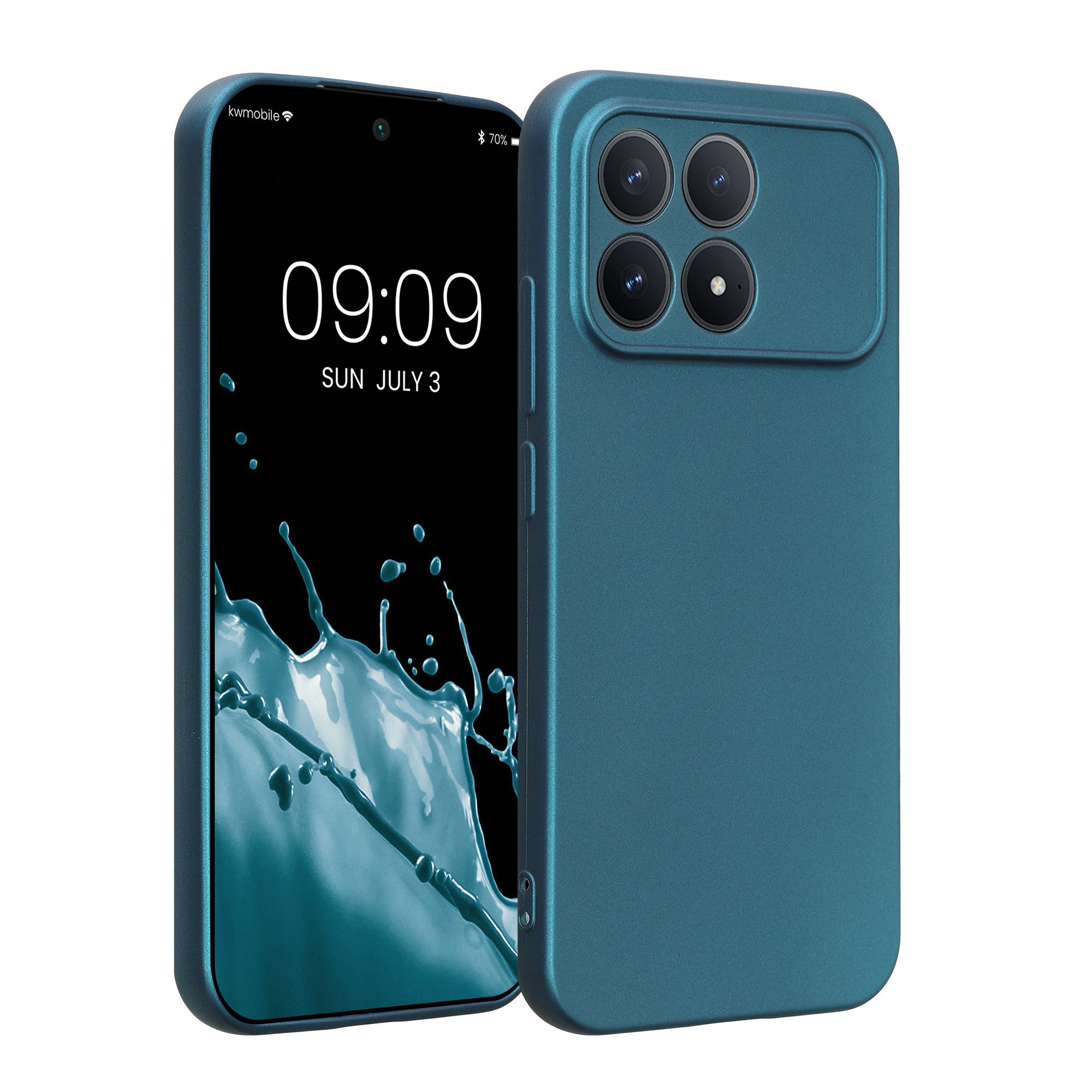 kwmobile Smartphone-Hülle Handyhülle für Xiaomi Poco F8 Pro Hülle, weiche Silikon Case metallisch schimmernd - Schutzhülle Cover