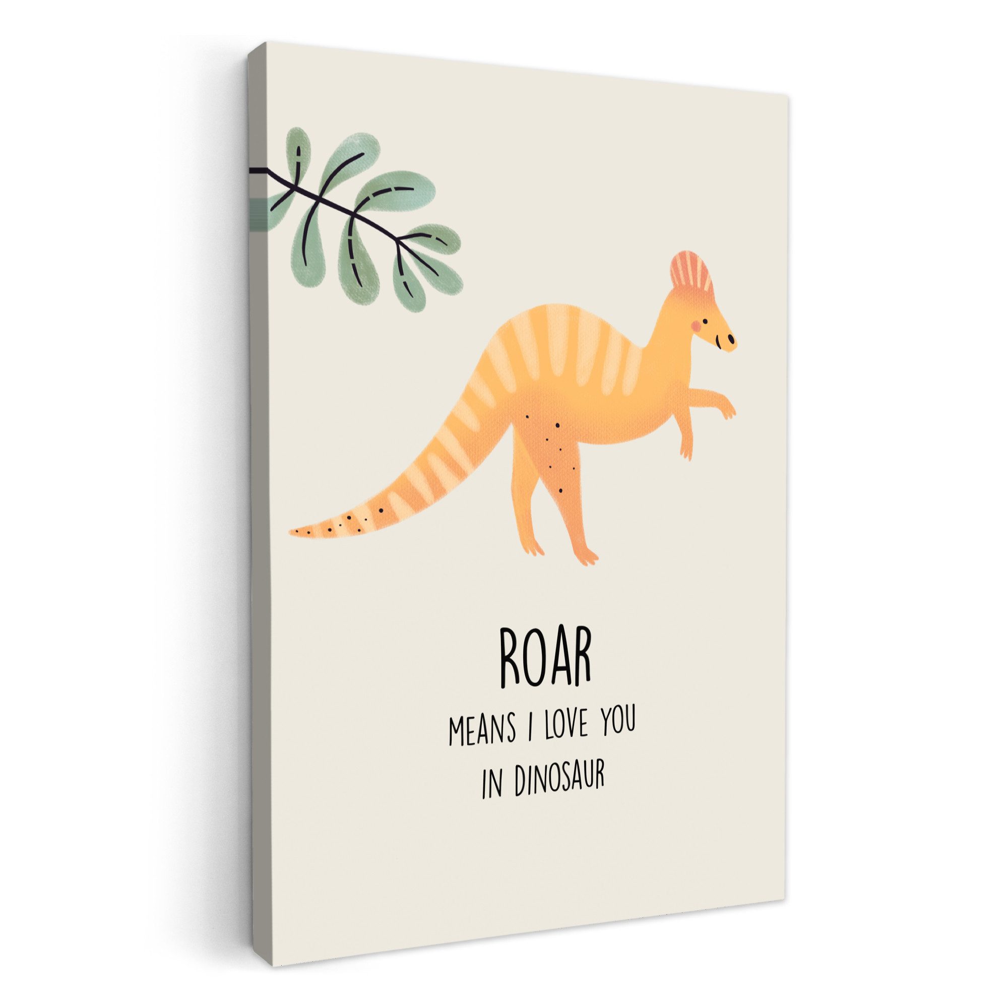 OneMillionCanvasses® Leinwandbild Kinder - Dino - Beige - Zitat - Brüllen, günstig online kaufen