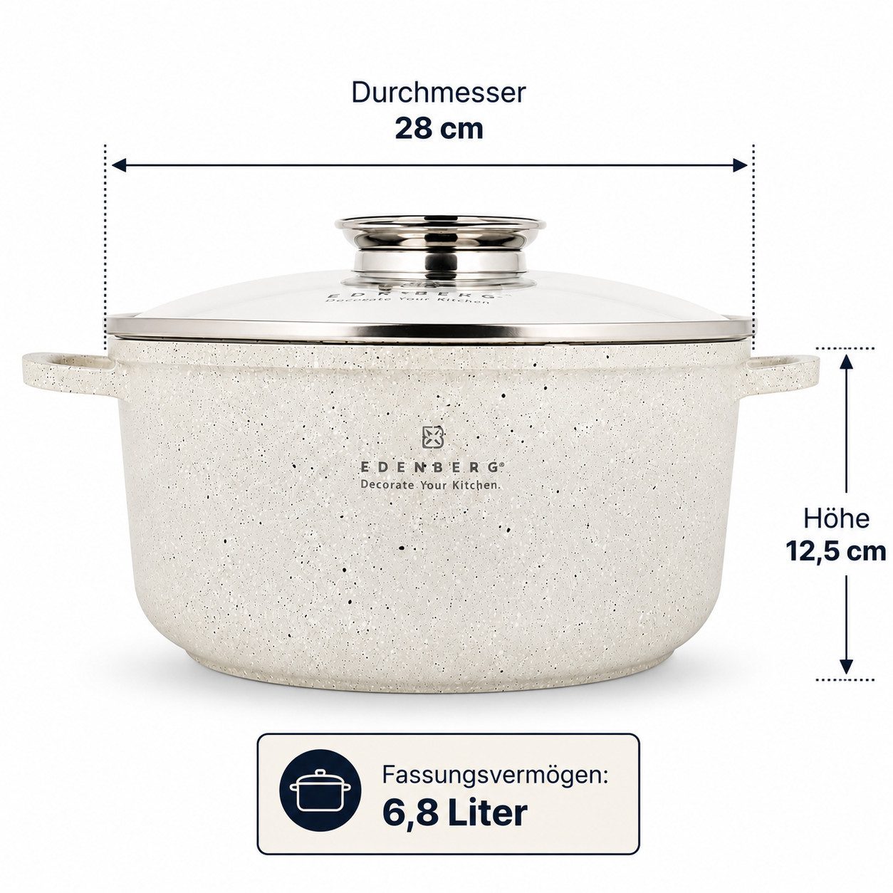 Edenberg Topf-Set Hochwertige beige Kochtöpfe mit langlebiger Steinbeschichtung, Keramik, Aluminium, Edelstahl, Aluminiumguss (2-tlg)