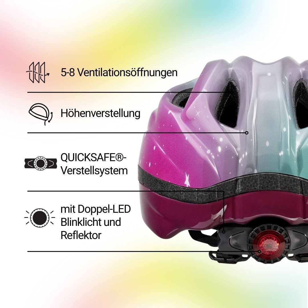 KED Fahrradhelm Meggy II Trend Kinderhelm, LED Rücklicht, MaxShell Technologie Und Präzise Größenverstellung