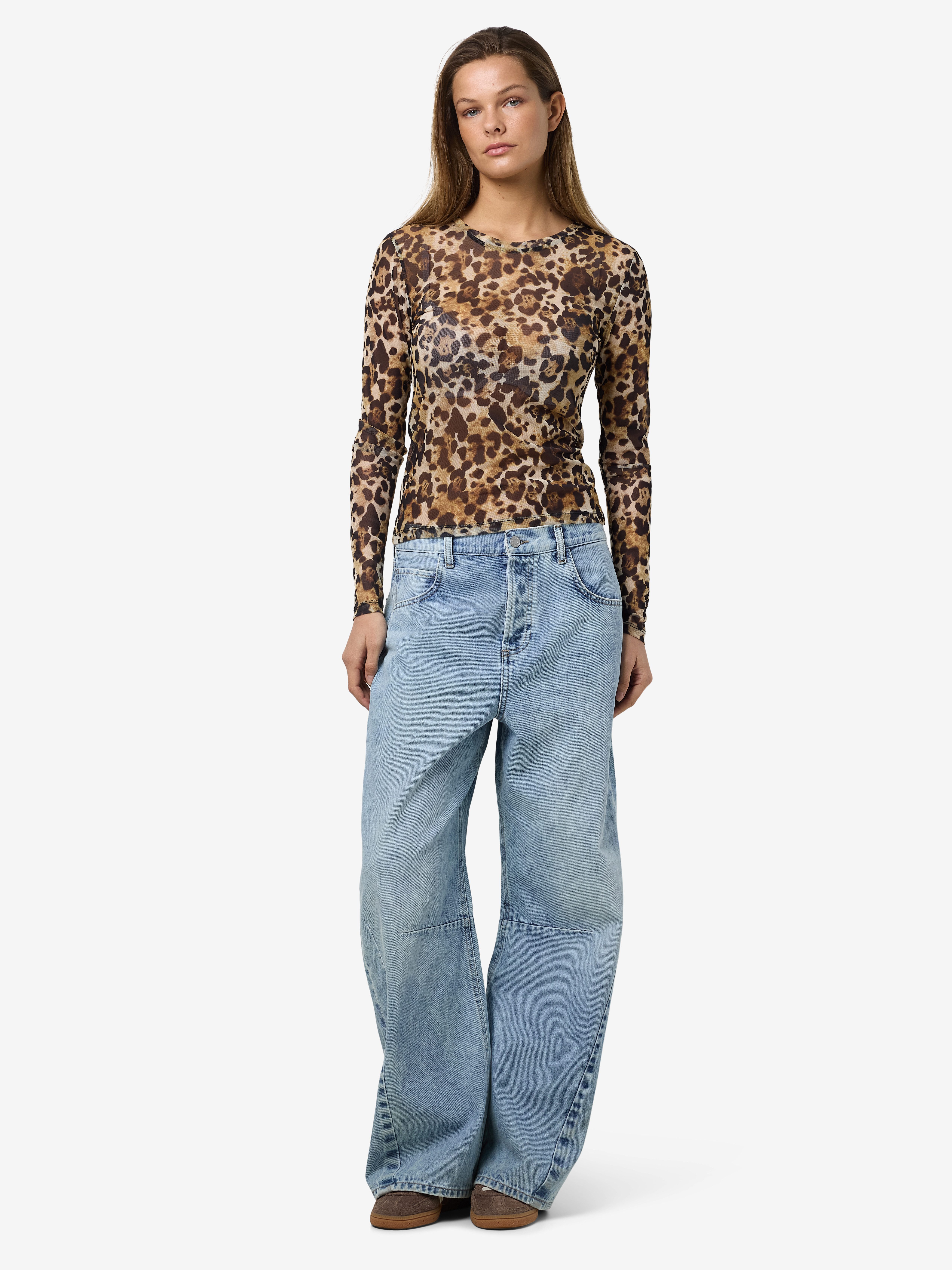 Noisy may Netzshirt NMJUDITH L/S MESH TOP BG NOOS transparent