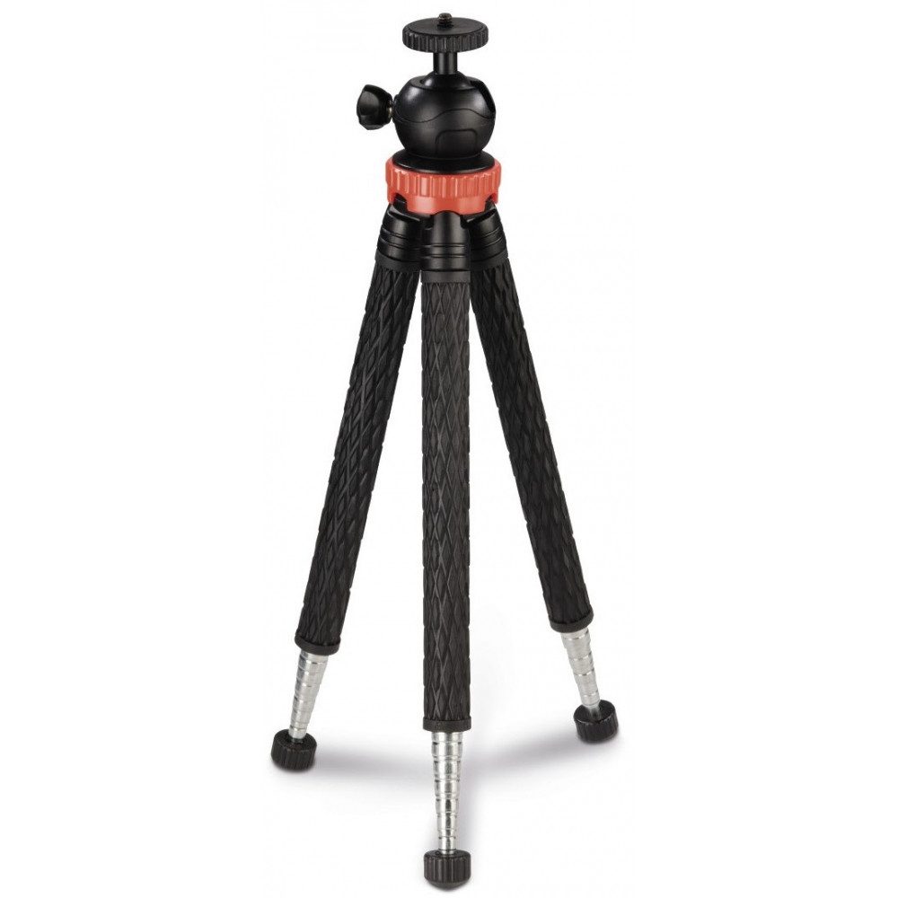 Hama Hama Traveller Pro Stativ rot - Aluminium-Stativ. Dreibeinstativ (Robustes Aluminium-Gestell, 3-Wege-Kopf, inklusive Tragetasche)