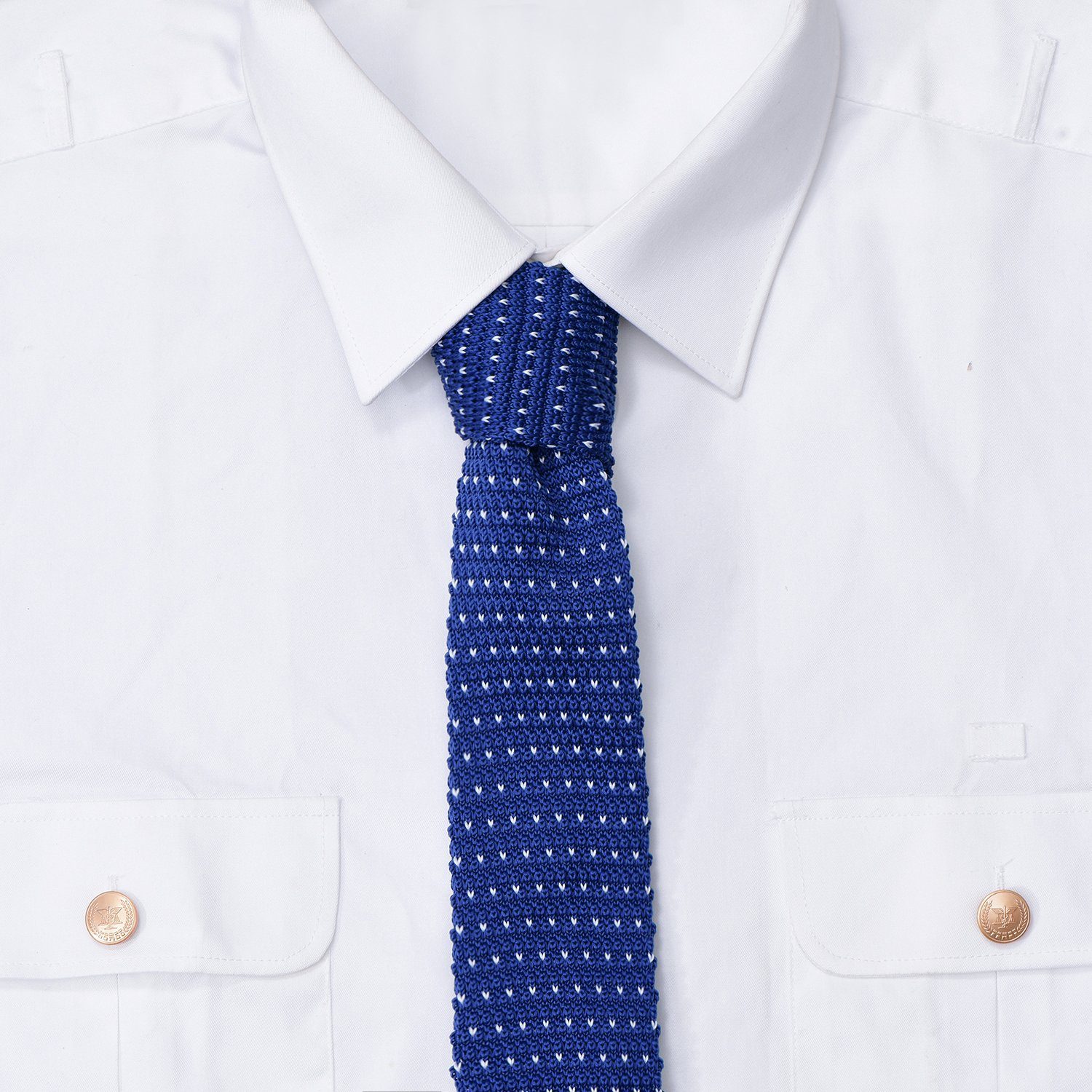 DonDon 5 königsblau festliche (Packung, Veranstaltungen Retro-Look, Büro oder Strickkrawatte, für Wollkrawatte 1-St) cm Krawatte Krawatte schmale