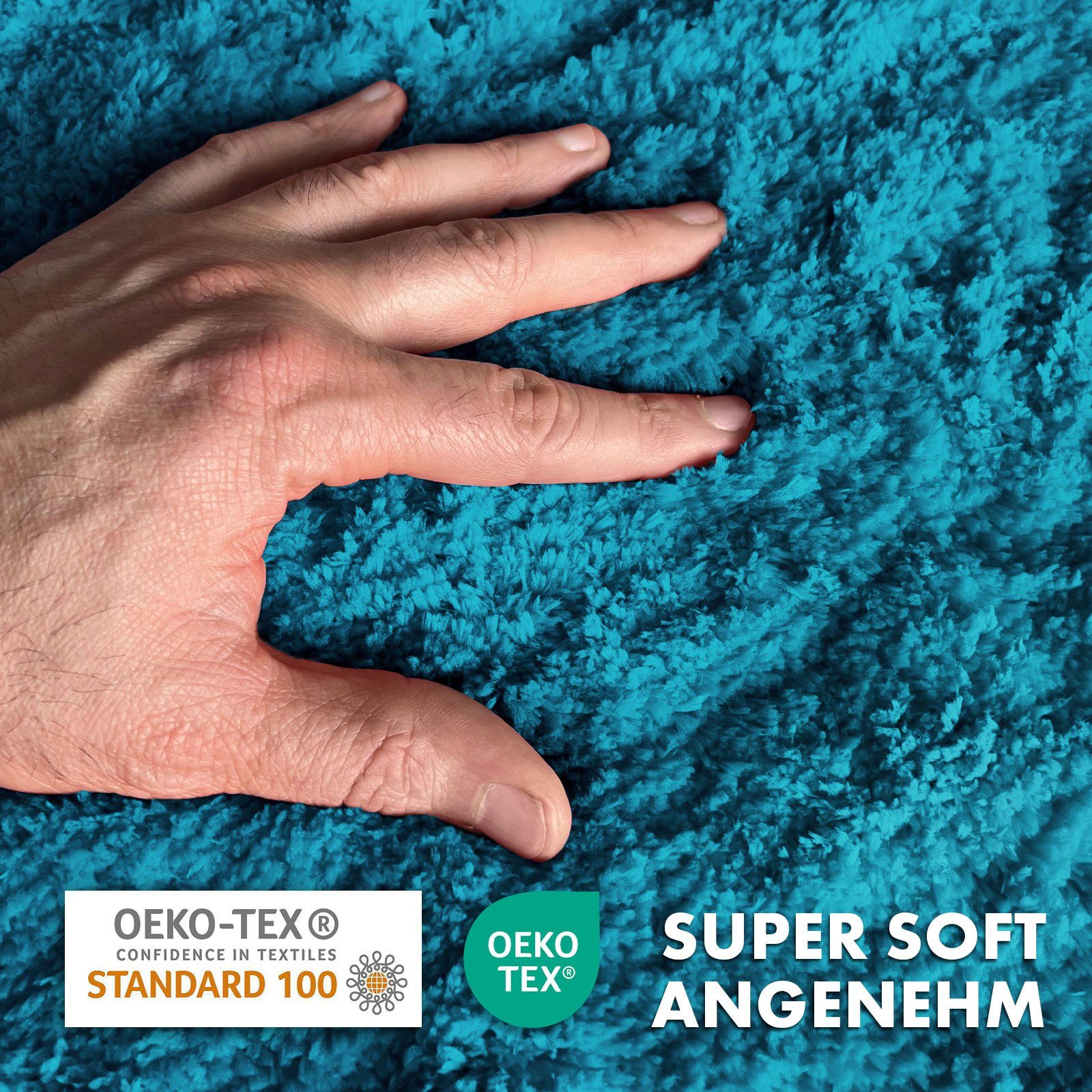 Kubus Badematte Karat Rechteckig, Badteppich, Extrem weicher & dichter Hochflor, Höhe 30 mm, rutschhemmende Latexbeschichtung, Polyester, Polyester, Waschmaschinenfest