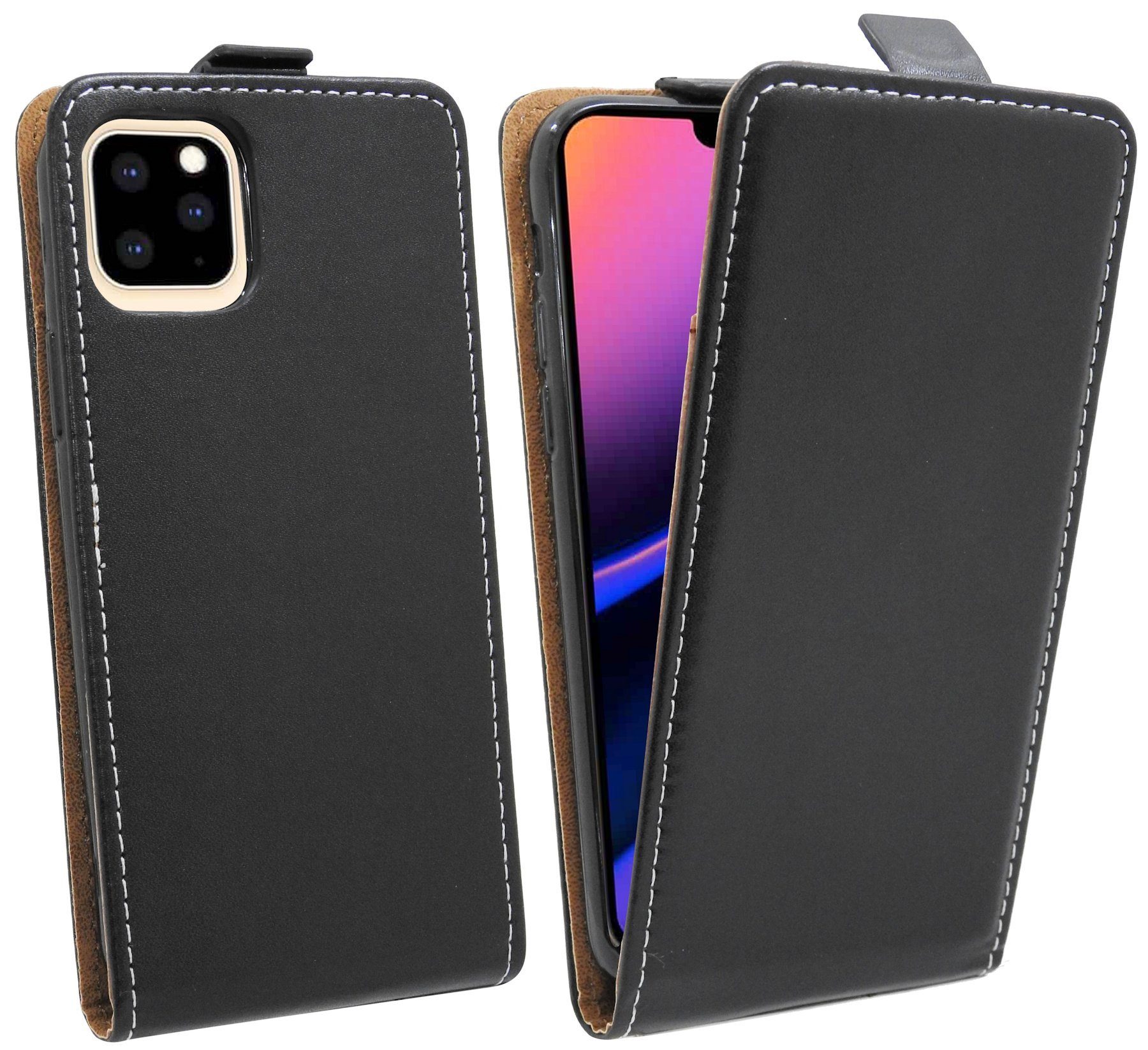 cofi1453 Handyhülle Flip Case für Apple iPhone 11 Pro Max, Schutzhülle Handy Flip Cover Klapptasche Schwarz