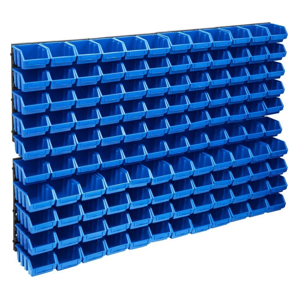 vidaXL Werkzeugbox 128-tlg. Behälter-Set für Kleinteile mit Wandplatten Blau