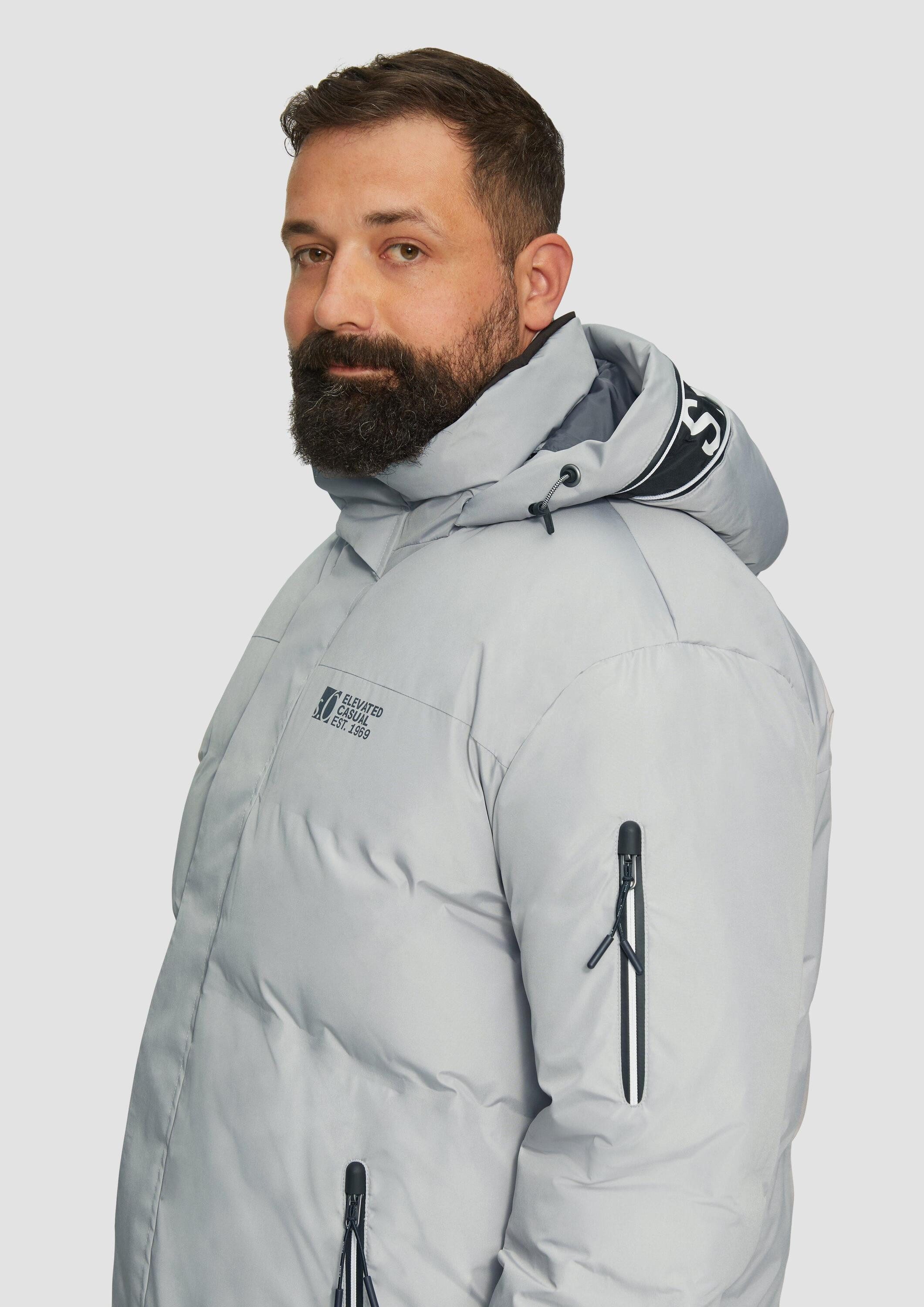 s.Oliver Winterjacke Outdoor-Jacke Wasserabweisender wattierter Parka mit Kontrast-Details