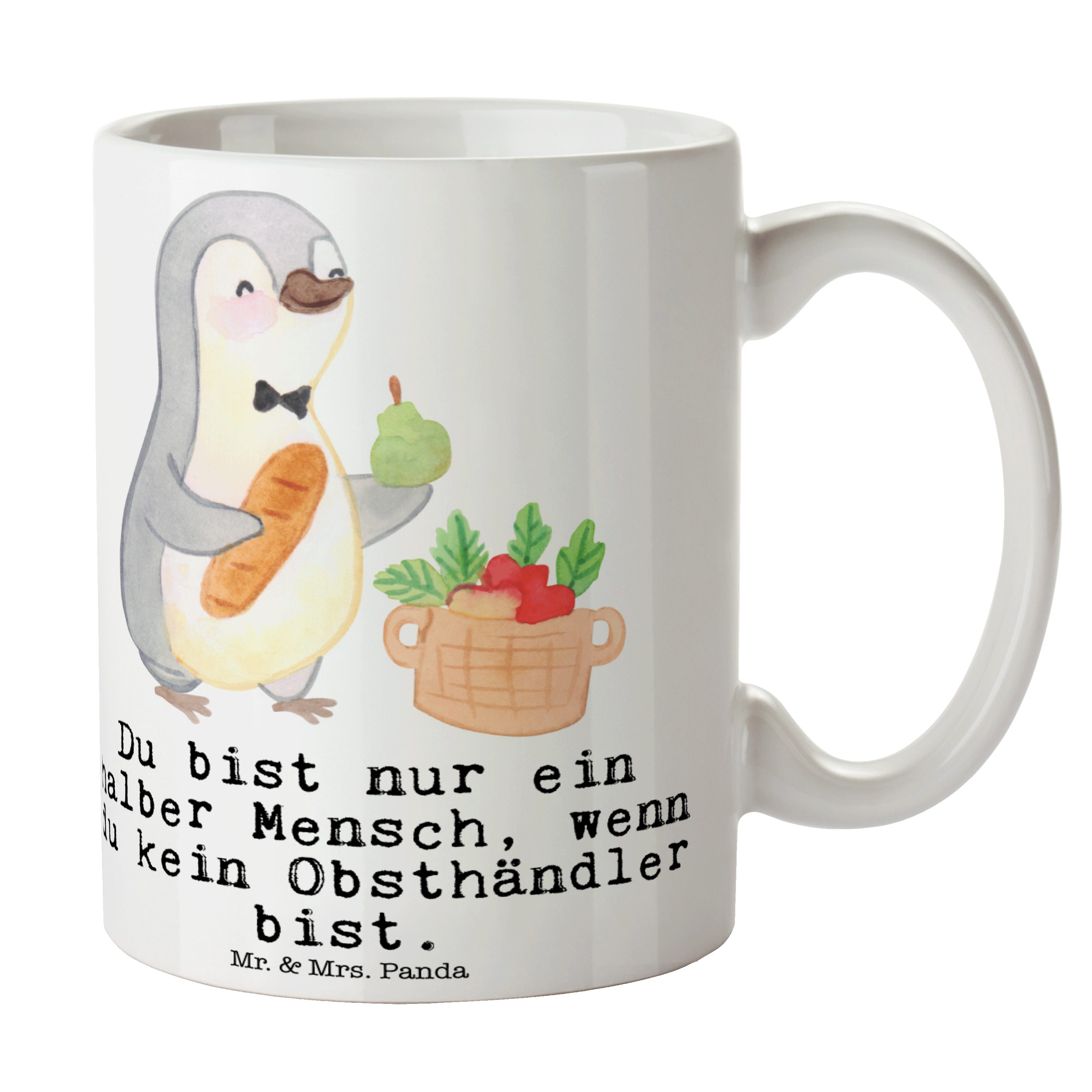 Weiß Mrs. & - Geschenk, mit Tasse Mr. Panda - Herz Rente, Wochen, Keramik Arbeitskollege, Obsthändler