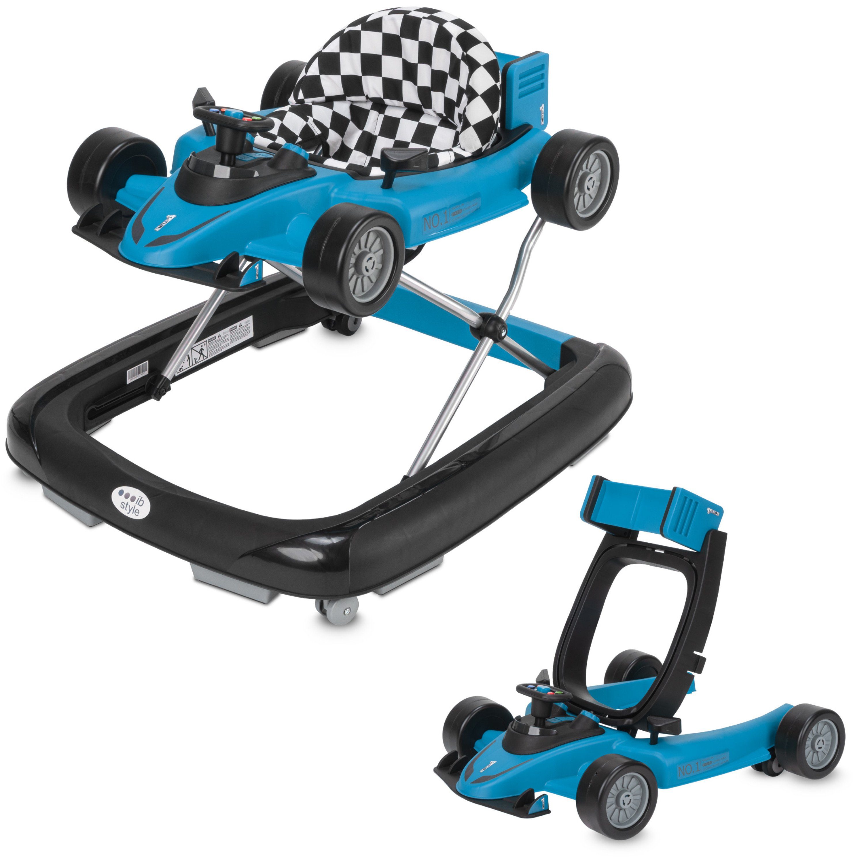 ib style mit Soundeffekten Speedster Lauflernhilfe Laufwagen Little - Babywalker Lauflernwagen Abnehmbarer Blau