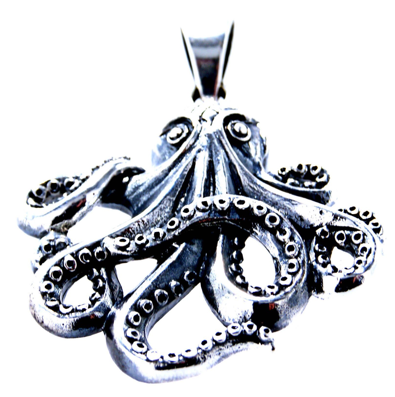 Kiss of Leather aus Tintenfisch Krake Anhänger Kettenanhänger 925 Oktopus Silber Octopus