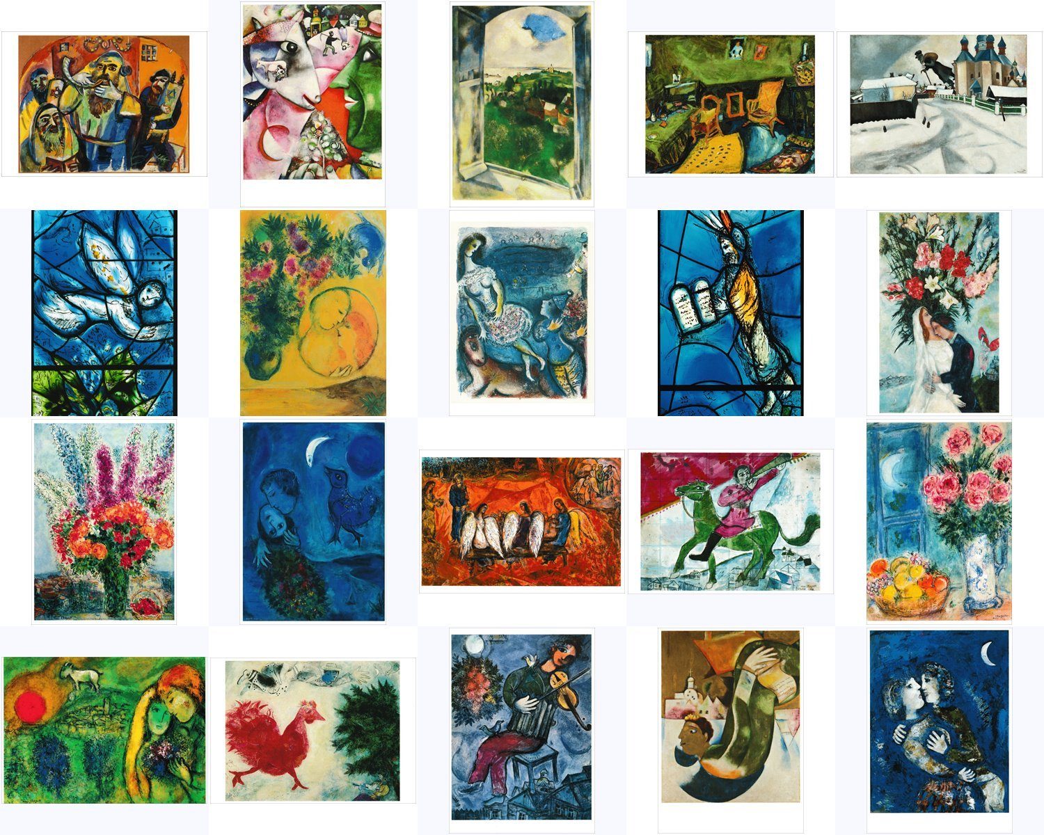 Postkarte Kunstkarten-Topseller-Set Marc Chagall