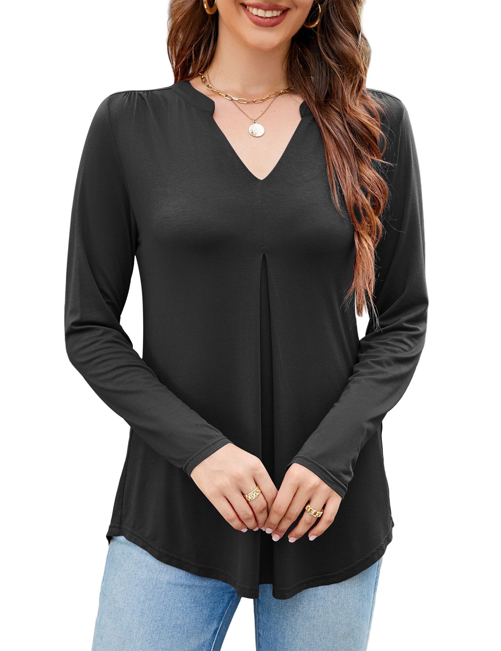 Beluring Langarmshirt Damen Oberteil Elegantes Langarmhemd günstig online kaufen