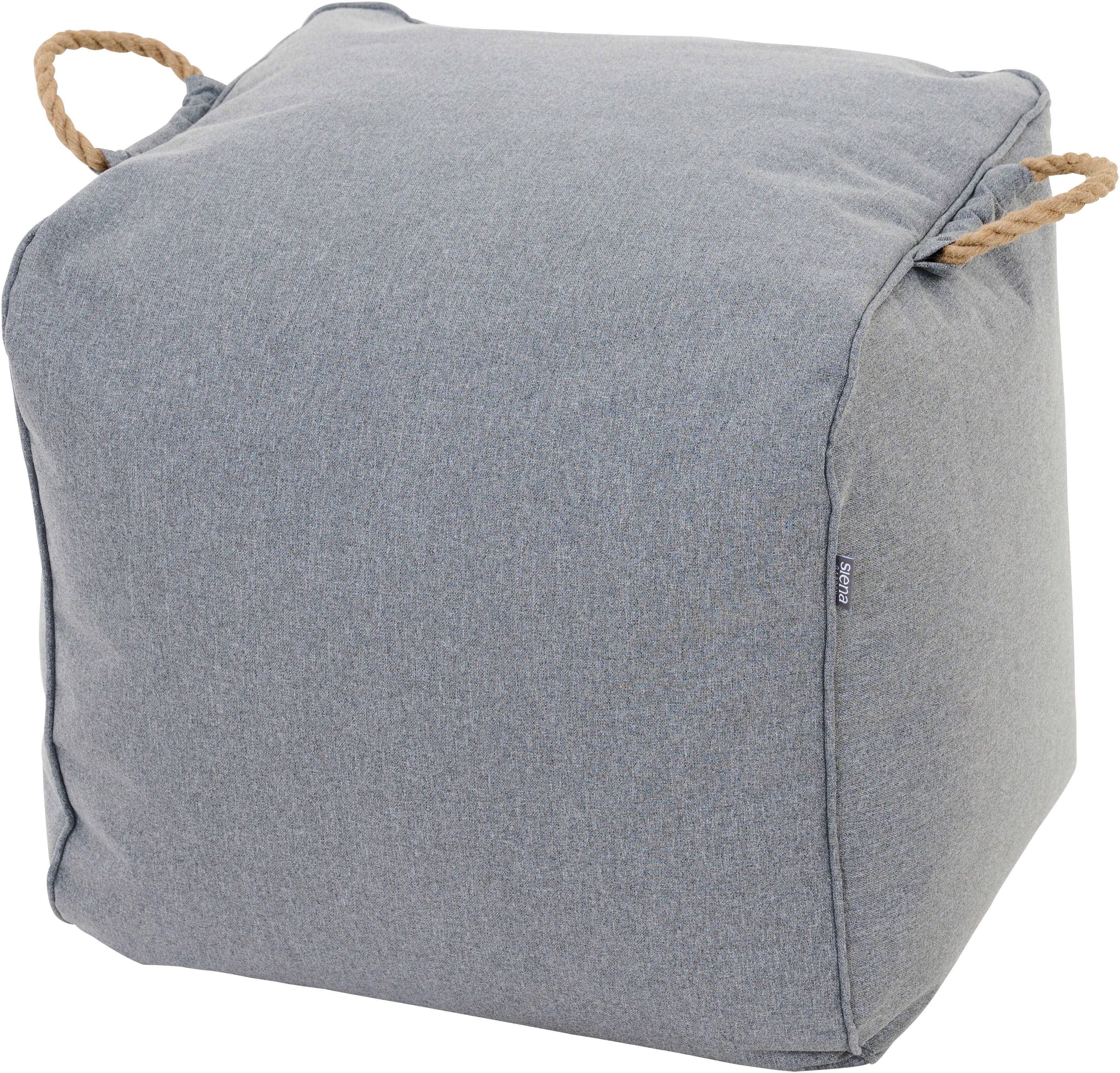 Siena Garden Sitzhocker Integral Hocker 46 x 48 x 46 cm, Farbe stone grey, Meliert, Bezug aus 100% Polyester, PE-beschichtet