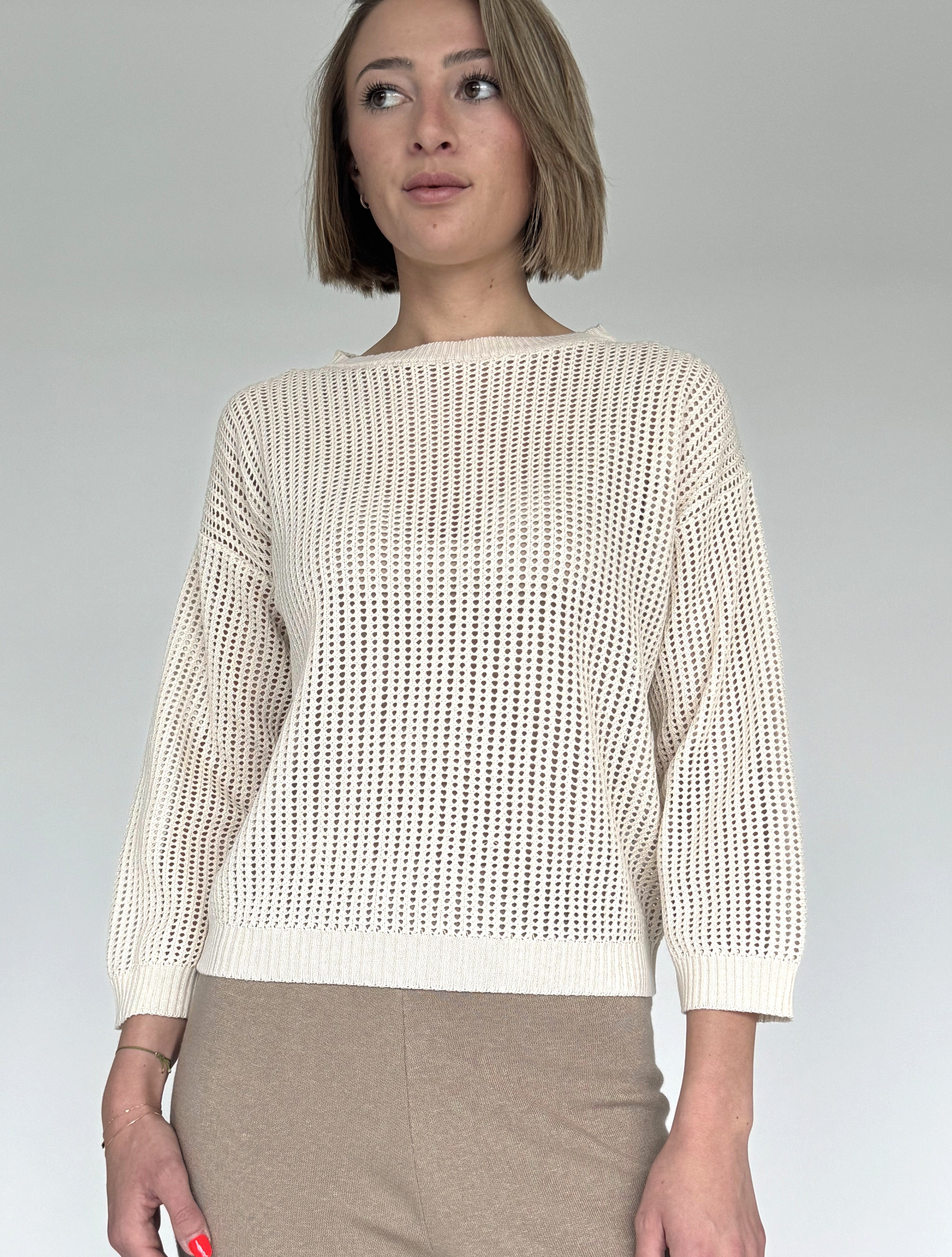 Zuckerwatte Ajourpullover in sommerlicher Häkeloptik günstig online kaufen