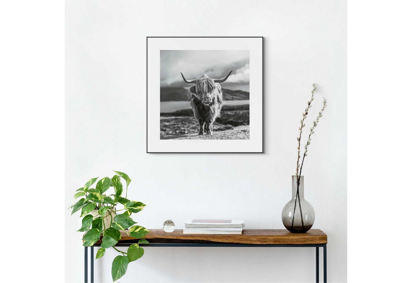 Reinders! Wandbild »Slim Frame Black 50x50 Highland Cow«-HomeTrends