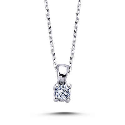 EinStein Diamant Collier Solitär Halskette 0,10 Carat Diamant Collier 14 Karat Weißgold, Diamant, Halskette, Brillant, Collier, Gold