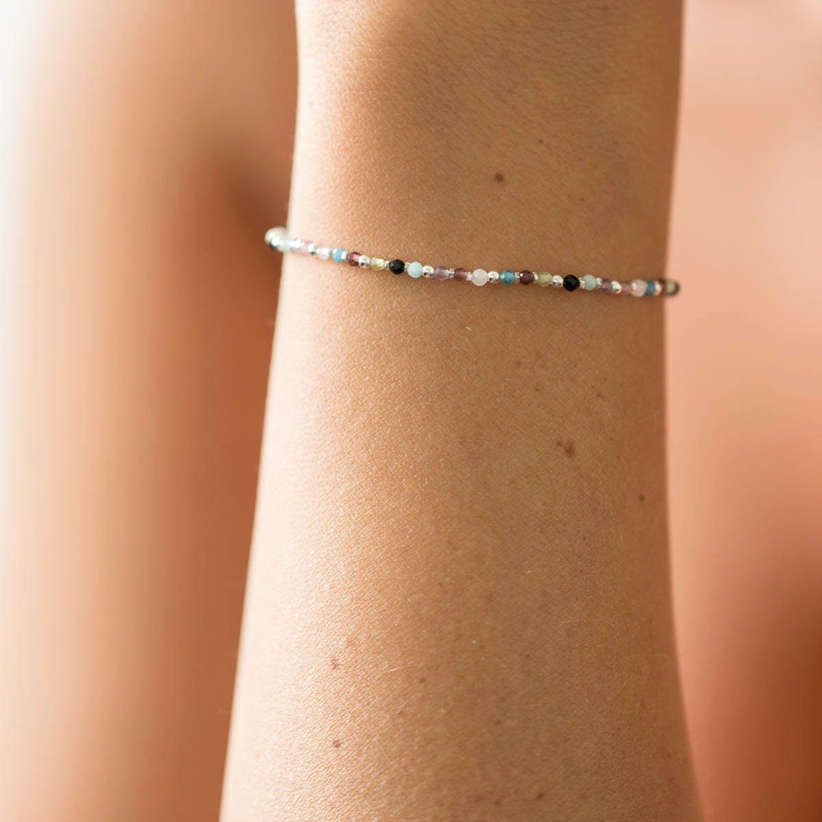 Materia Armkette Edelsteine Armband bunt facettiert mit Silberkugeln SA-24, günstig online kaufen