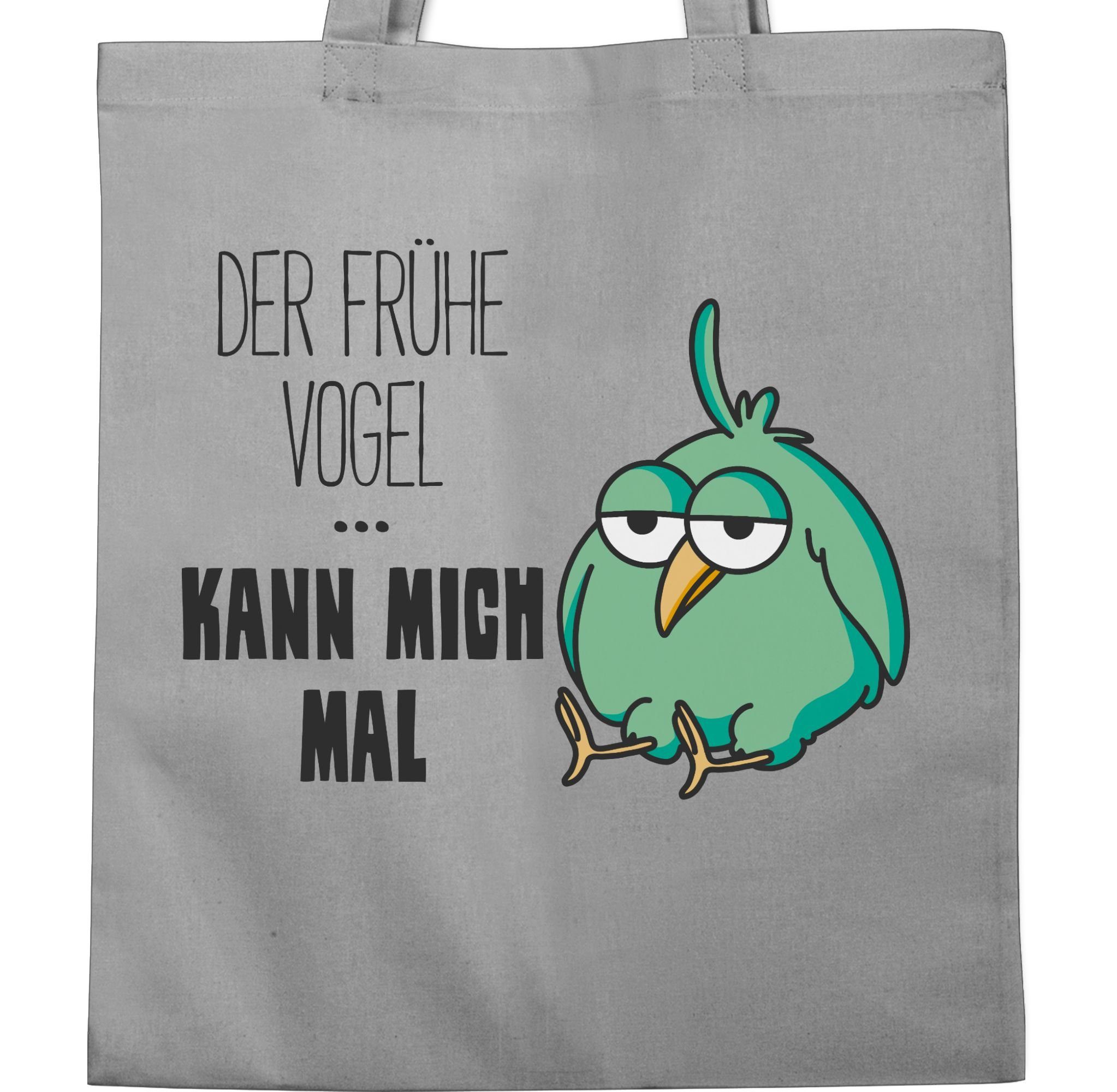 mich 1 Hellgrau mal, Sprüche kann Shirtracer Umhängetasche Der frühe Vogel Statement