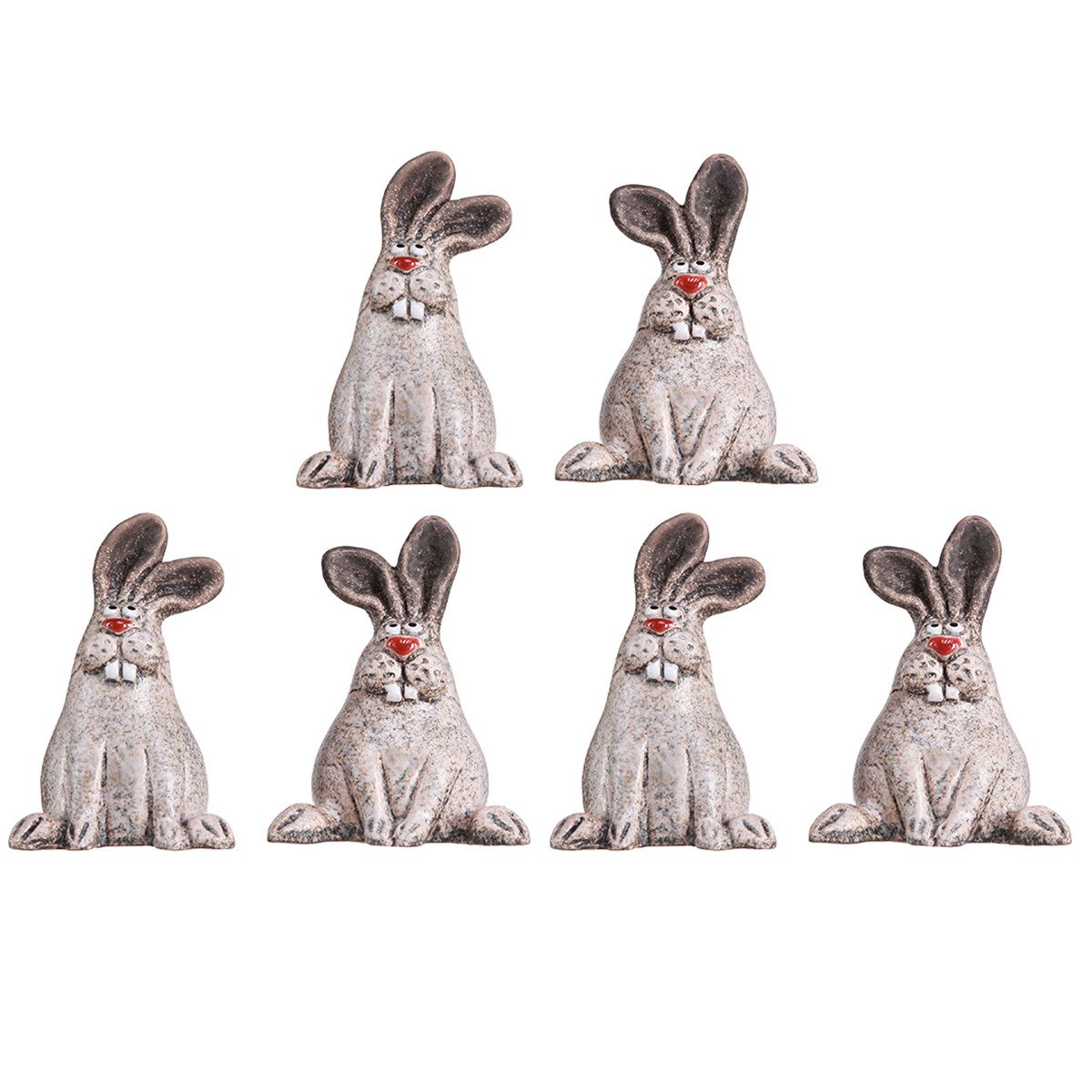 Florists Products Osterhase Osterhase Keramik Deko Hase Braun 7cm 6er-Set Humorvoll, 6 Stück