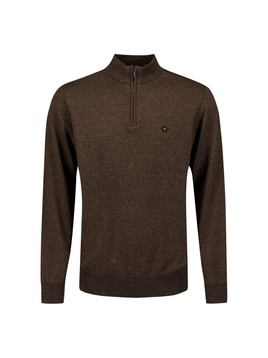 NO EXCESS Strickpullover Pullover Half Zip 2 Coloured Melang