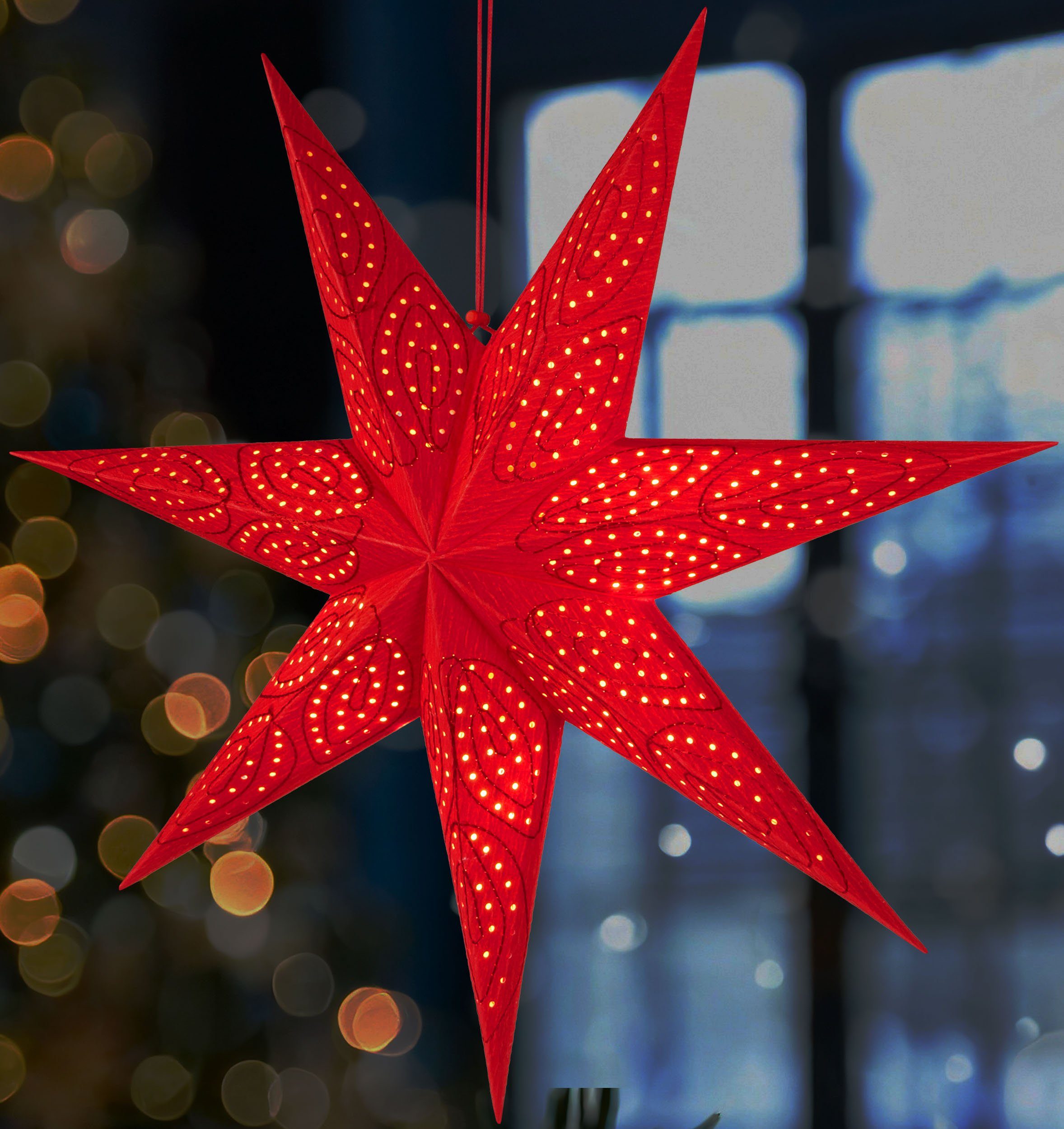 BRUBAKER Dekostern 60 cm Papier Weihnachtsstern zum Aufhängen - Fenster Adv günstig online kaufen