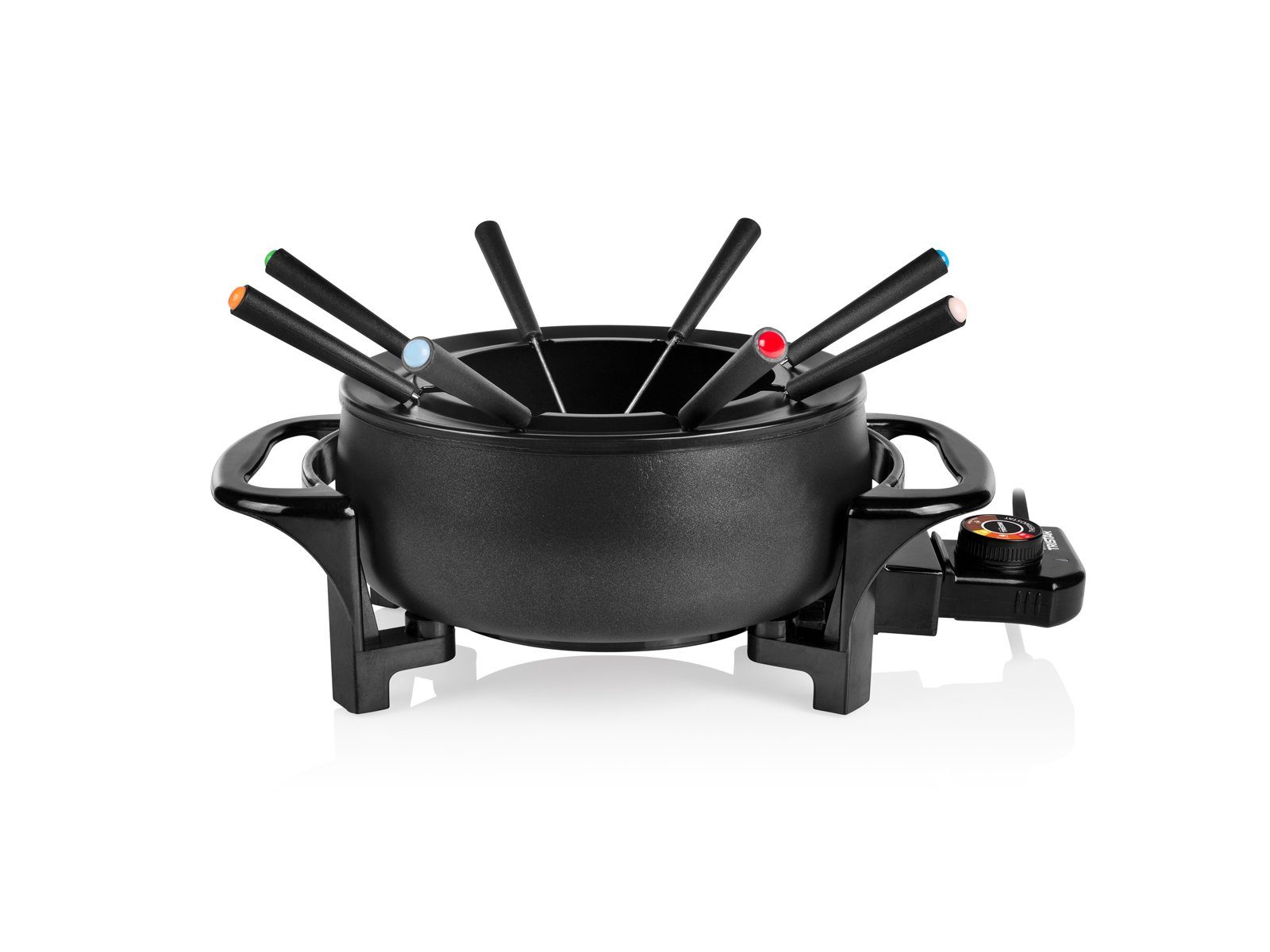 Tristar Elektro-Fondue, 8 Fonduegabeln, 1.5 l, 2-8 Personen Set Alu Fonduetopf auch für Käsefondue