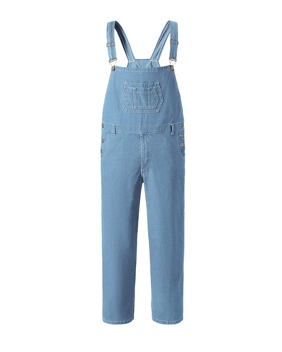 YOUTHUP Jeanslatzhose Herren unifarbige Jeanslatzhose, Overall, lockerer loose fit