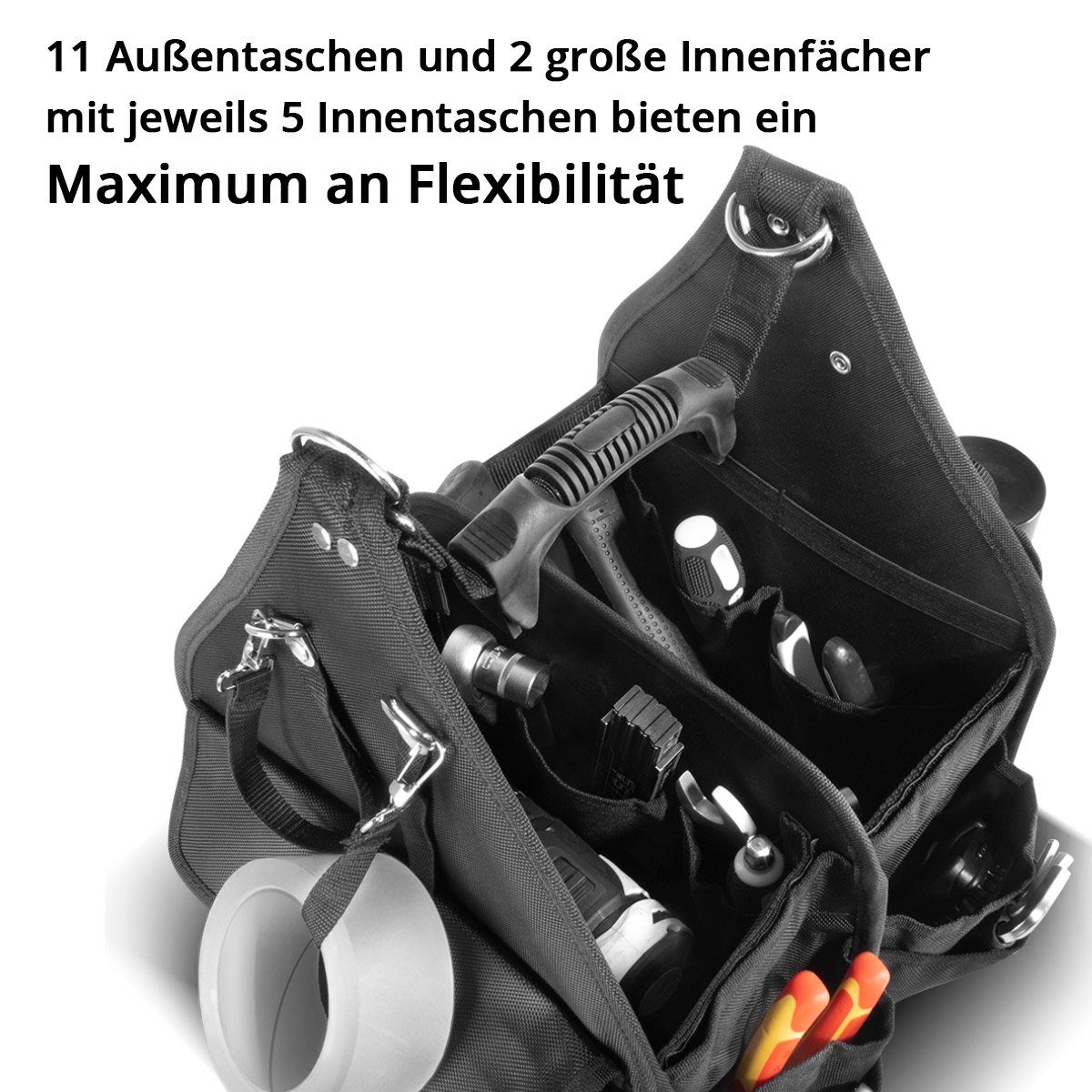 STAHLWERK Werkzeugtasche Werkzeugtasche mit 11 Außentaschen