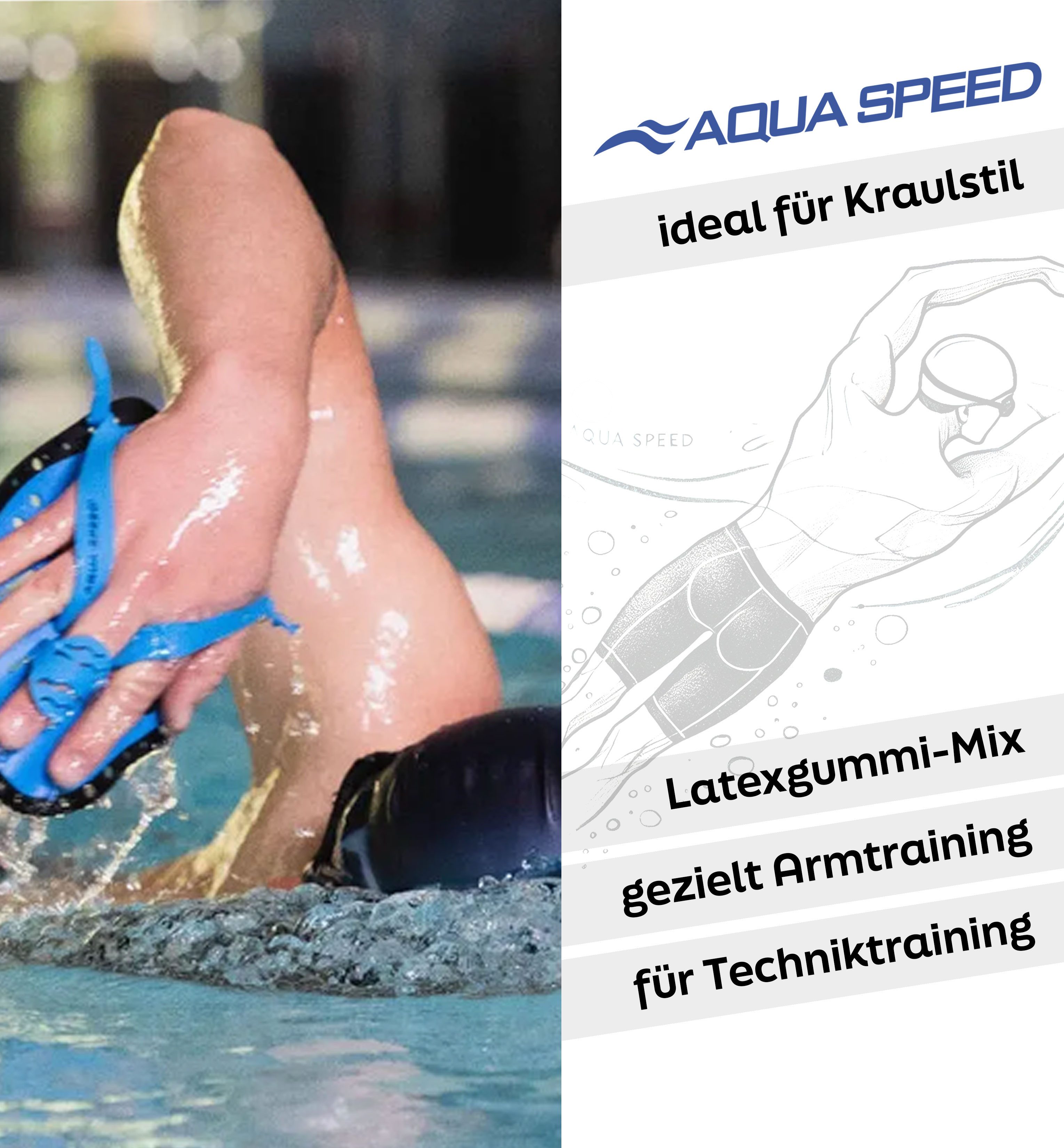 Aqua Speed Schwimmhilfe SWIM PADDLE – Trainingshilfe für Schwimmer – schwarz-grün (Krafttraining & Technikschulung – Für ambitionierte Sportler)