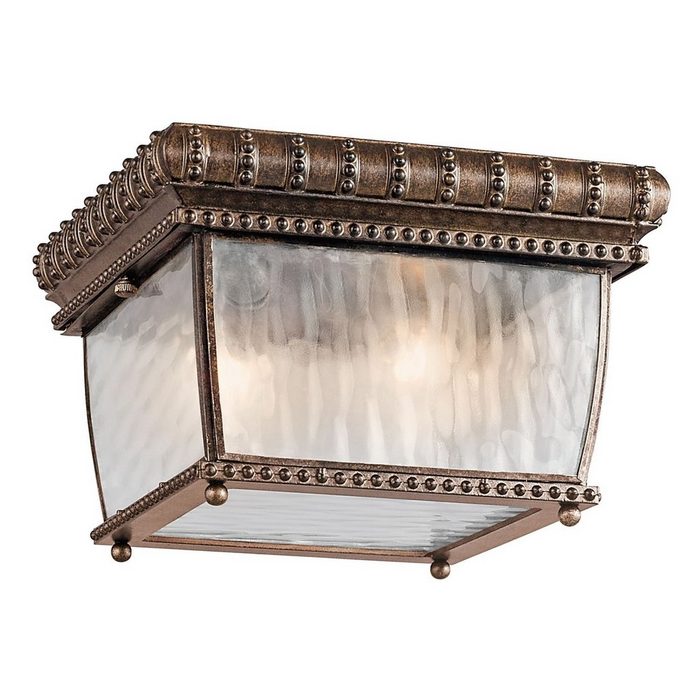 Licht-Erlebnisse Außen-Deckenleuchte LUCRETIA ohne Leuchtmittel Deckenlampe außen IP44 in Bronze E14 Glas Metall Modern Außenlampe