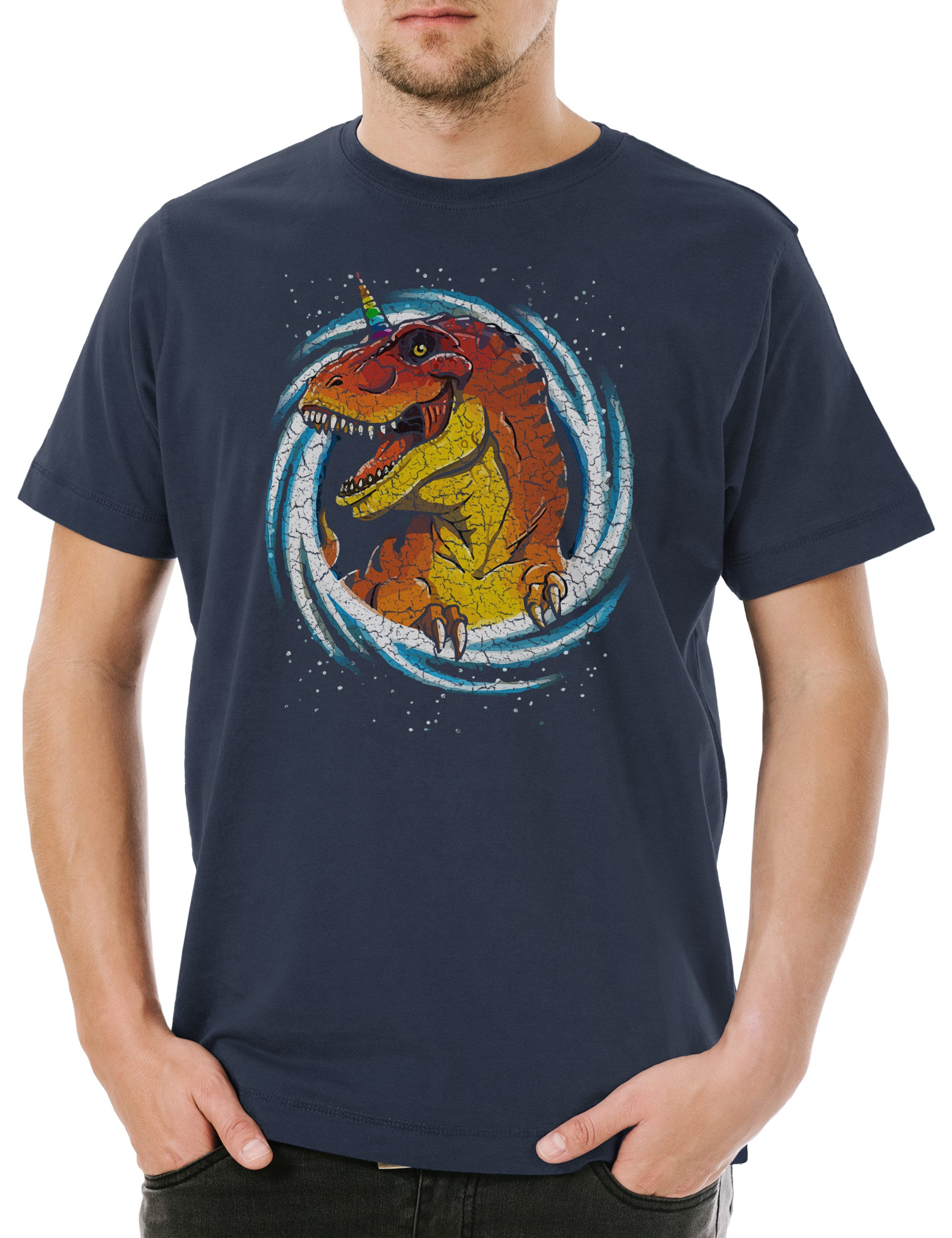 Print-Shirt Unicorn Rex Herren T-Shirt Tyrannosaurus T-Rex Dinosaurier Einhorn